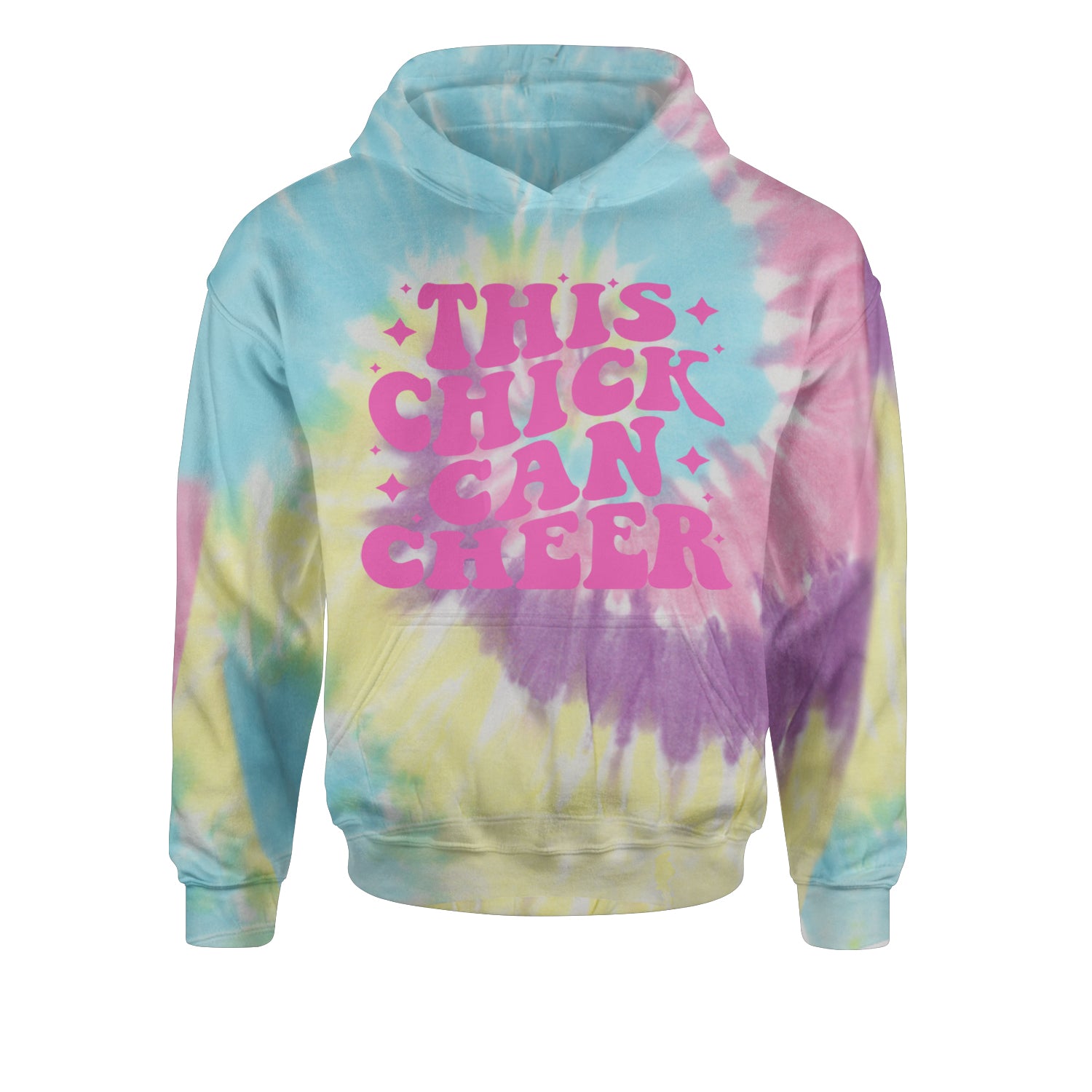 This Chick Can Cheer Youth-Sized Hoodie Tie-Dye Jelly Bean