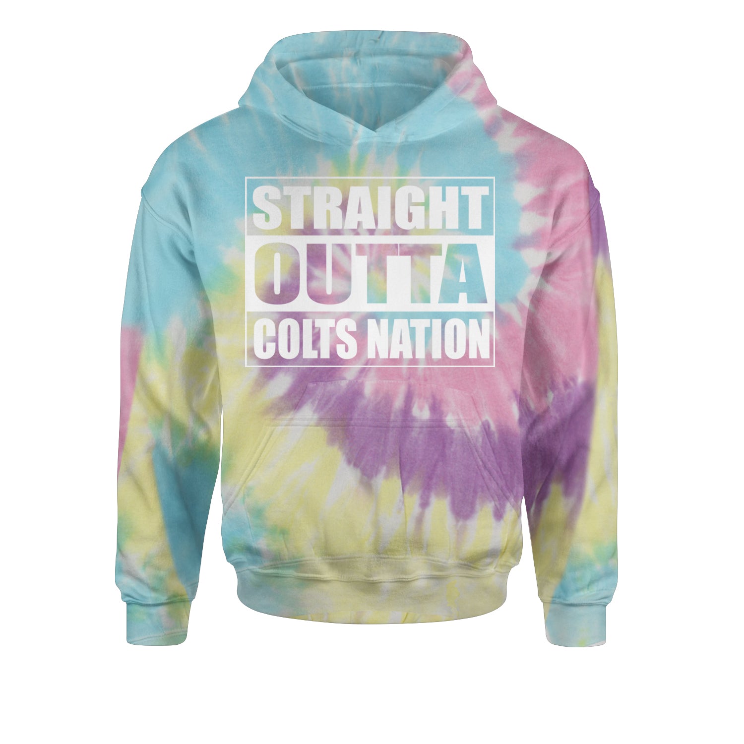 Straight Outta Colts Nation Football  Youth-Sized Hoodie Tie-Dye Jelly Bean