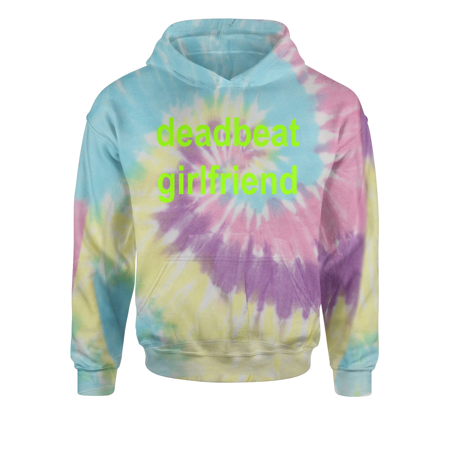 Deadbeat Girlfriend Y2K Slogan Youth-Sized Hoodie Tie-Dye Jelly Bean