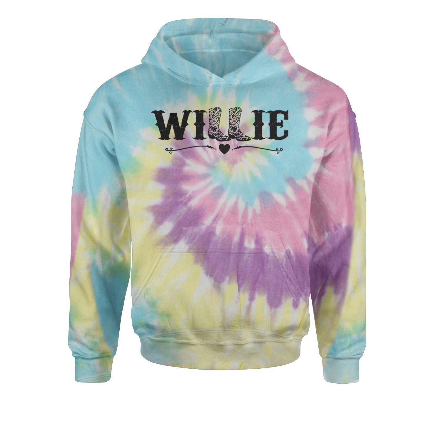 Willie Cowboy Boots Hippy Country Music Youth-Sized Hoodie Tie-Dye Jelly Bean