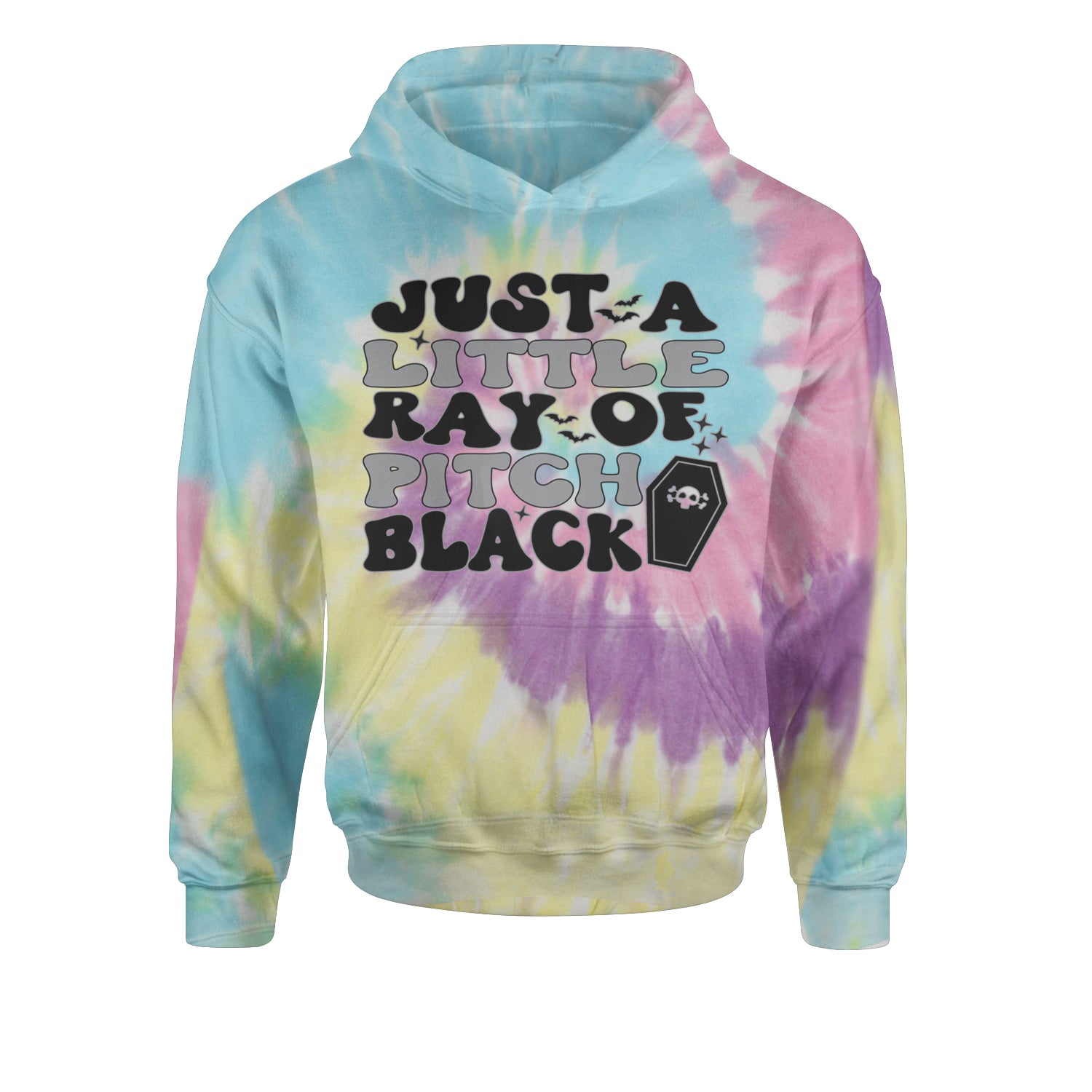 Just A Little Ray of Pitch Black Youth-Sized Hoodie Tie-Dye Jelly Bean