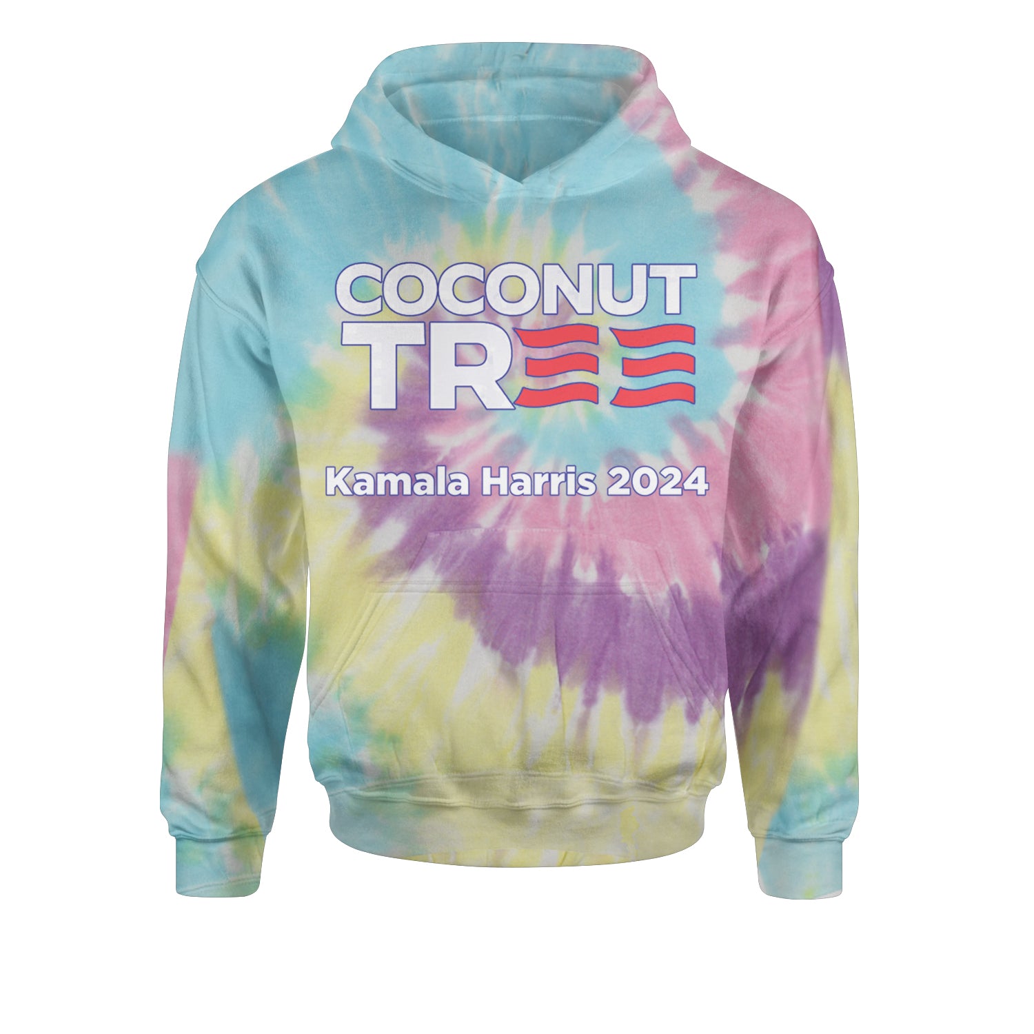 Coconut Tree - Support Kamala Harris For President 2024 Youth-Sized Hoodie Tie-Dye Jelly Bean