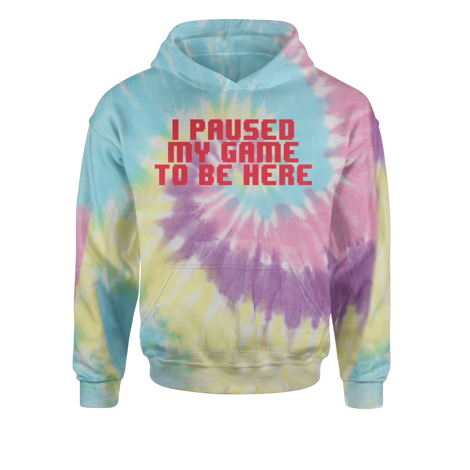 I Paused My Game To Be Here Funny Video Gamer Youth-Sized Hoodie Tie-Dye Jelly Bean