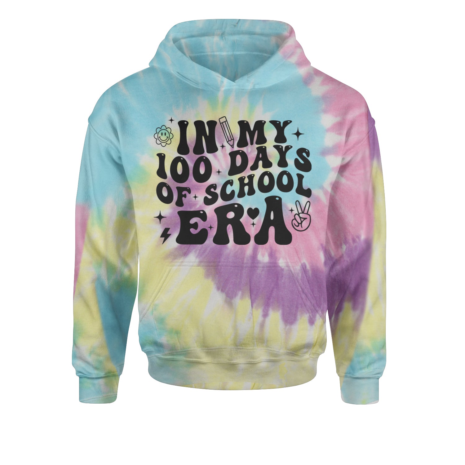 In My 100 Days Of School Era Youth-Sized Hoodie Tie-Dye Jelly Bean