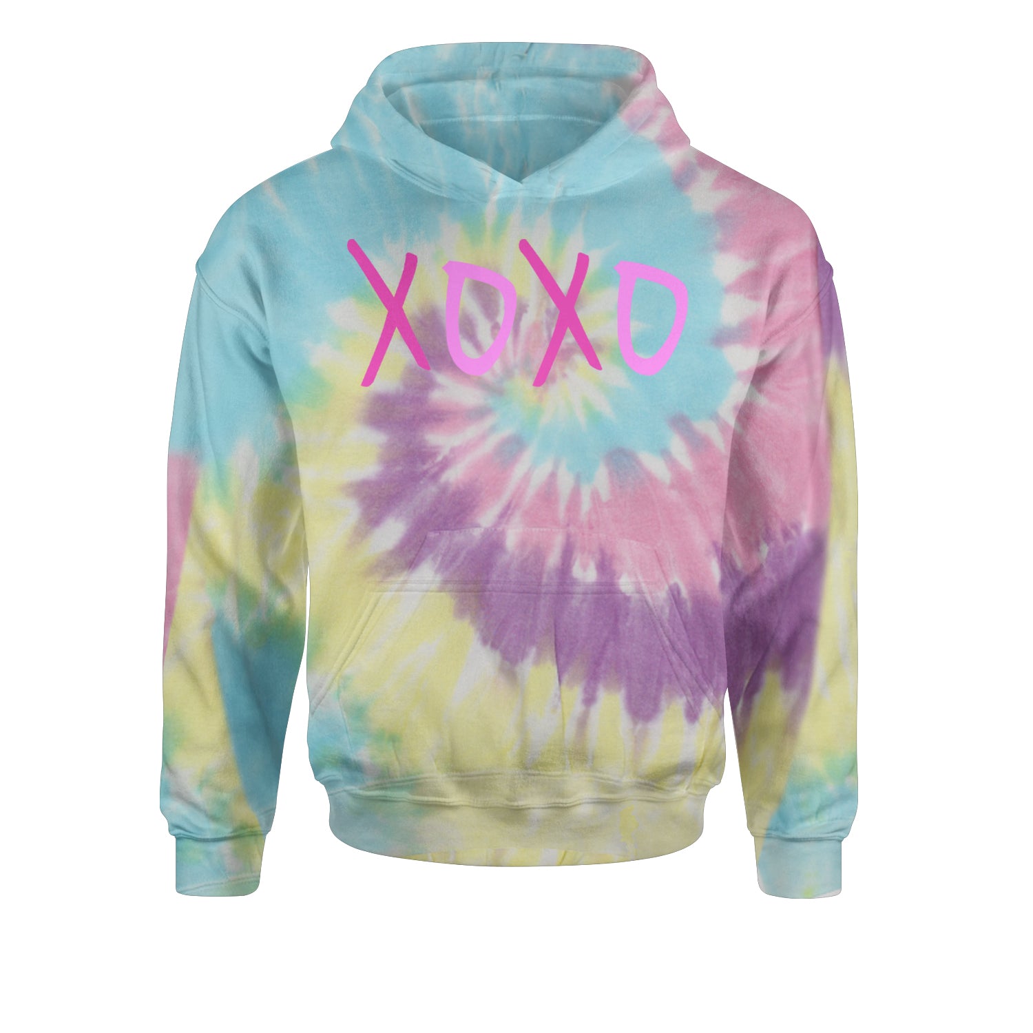 XOXO Pink PrintYouth-Sized Hoodie Tie-Dye Jelly Bean