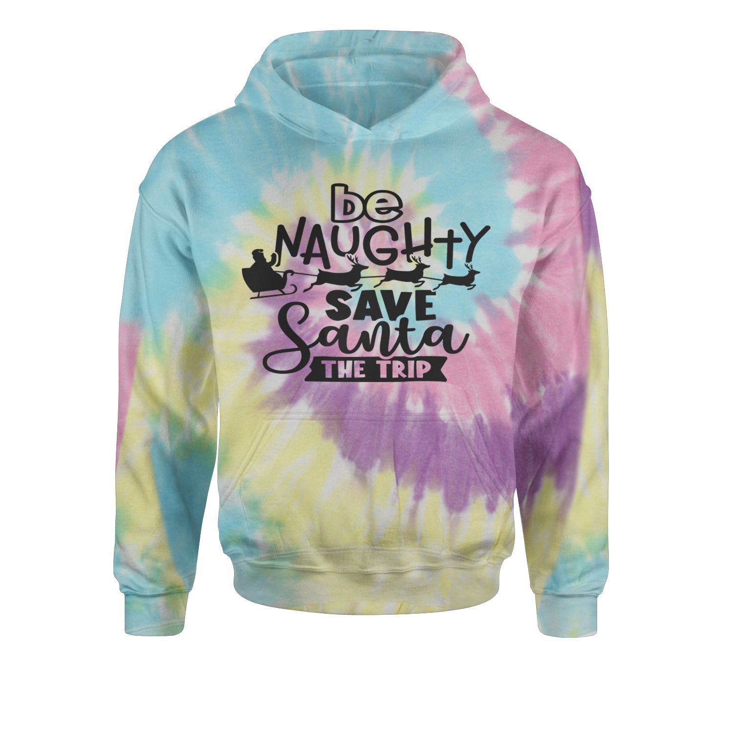 Be Naughty Save Santa the Trip Christmas Youth-Sized Hoodie Tie-Dye Jelly Bean