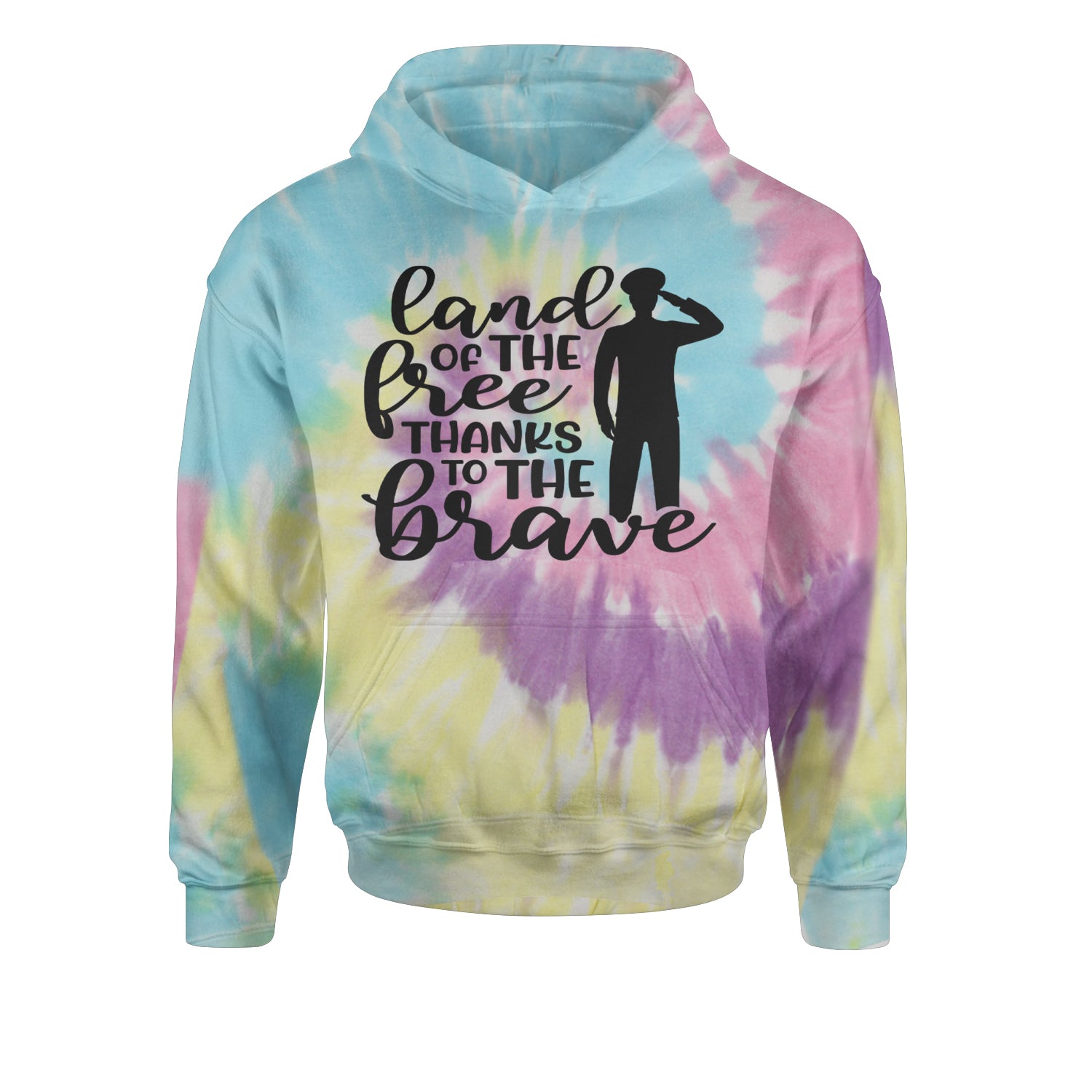 Land Of The Free Thanks To The Brave Veterans Youth-Sized Hoodie Tie-Dye Jelly Bean