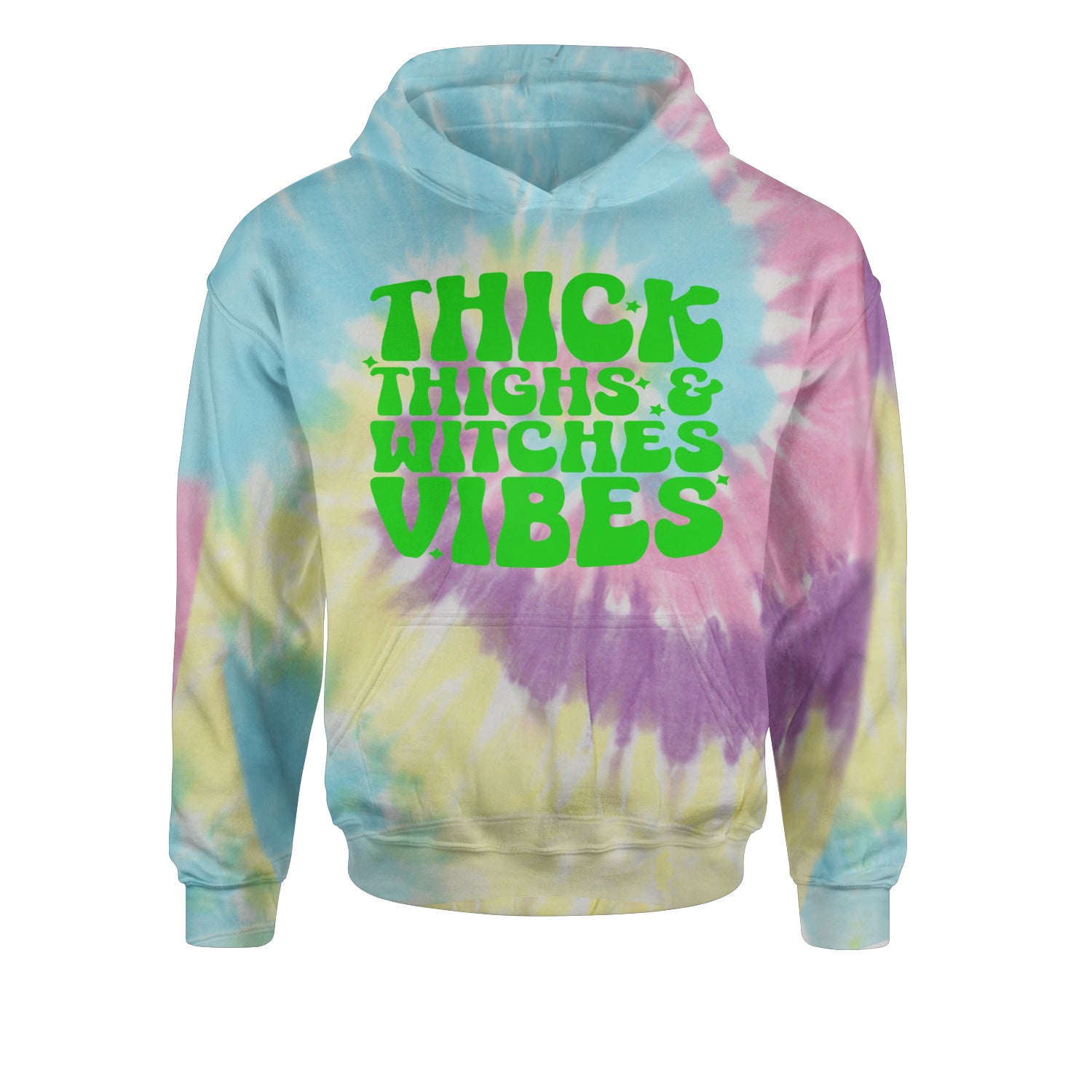 Thick Thighs And Witches Vibes Youth-Sized Hoodie Tie-Dye Jelly Bean