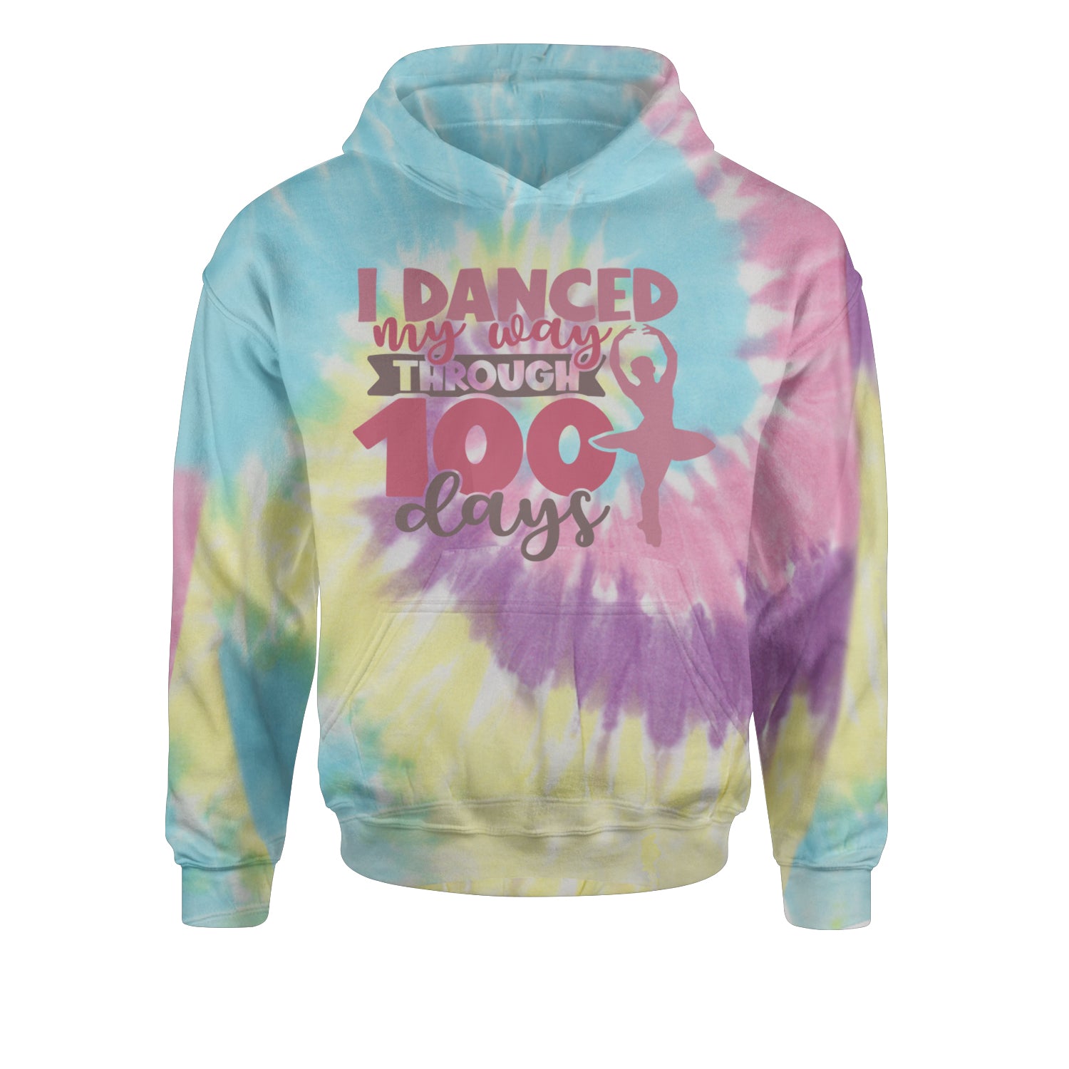 I Danced My Way Through 100 Days Of SchoolYouth-Sized Hoodie Tie-Dye Jelly Bean