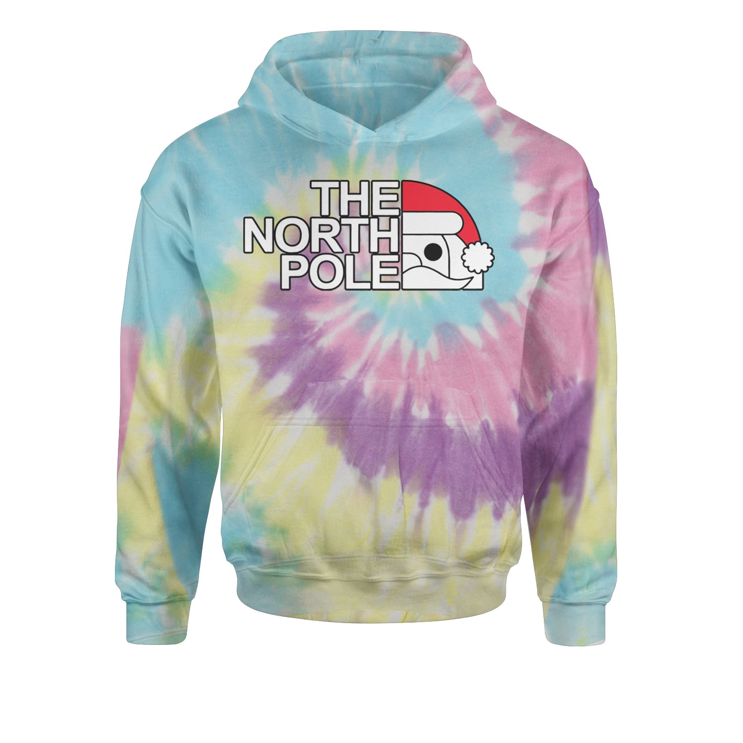 The North Pole Santa FaceYouth-Sized Hoodie Tie-Dye Jelly Bean