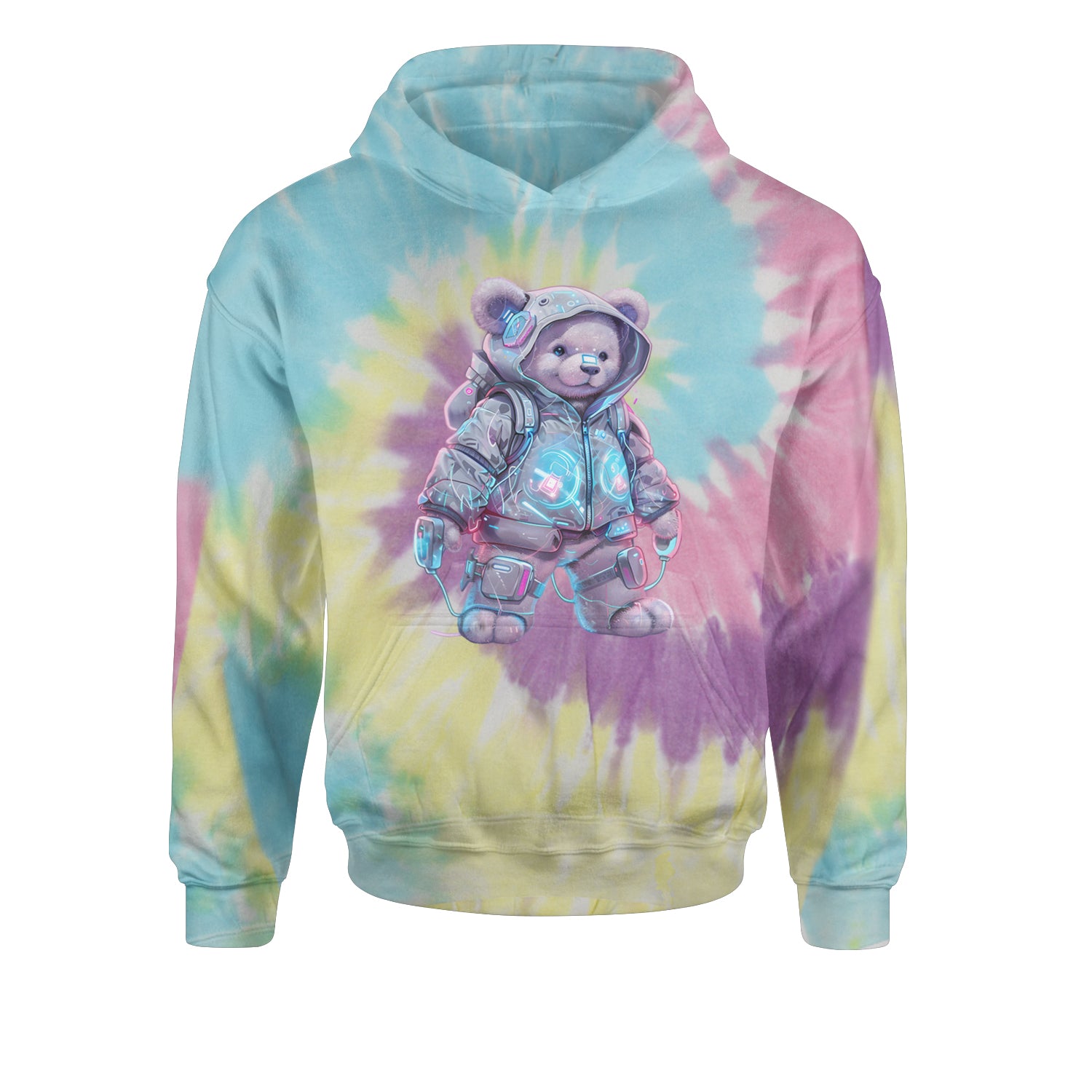 Cyberpunk Adventure Urban Graffiti BearYouth-Sized Hoodie Tie-Dye Jelly Bean