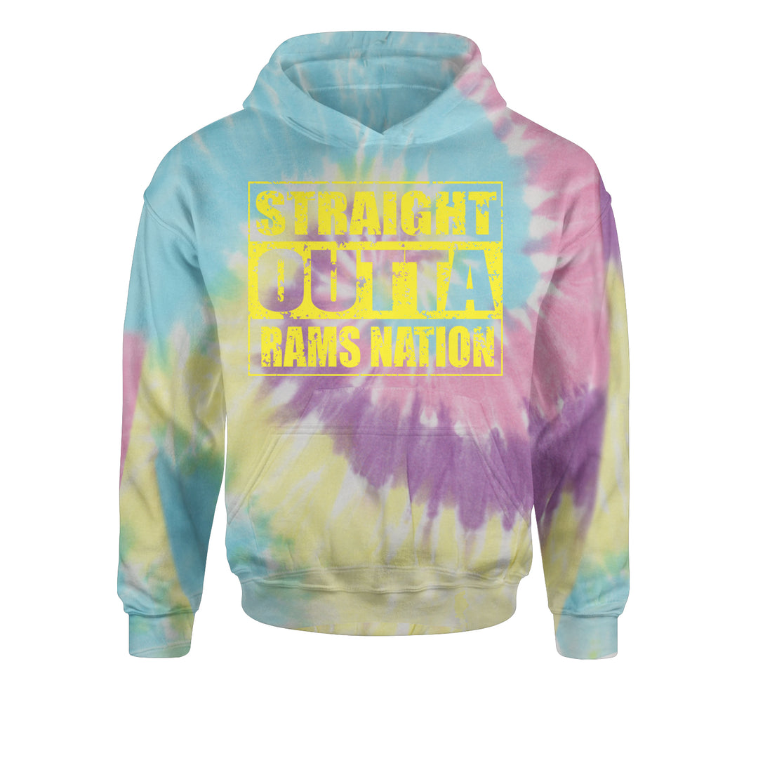 Straight Outta Rams Nation   Youth-Sized Hoodie Tie-Dye Jelly Bean