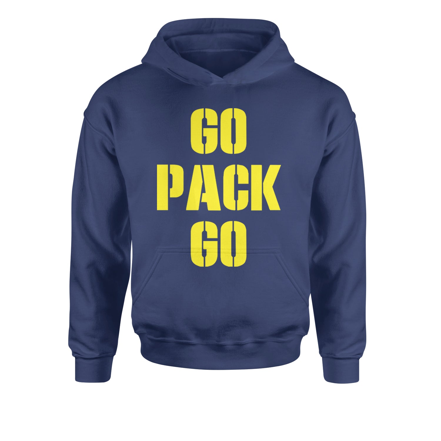 Go Pack Go Green Bay Youth-Sized Hoodie Navy Blue