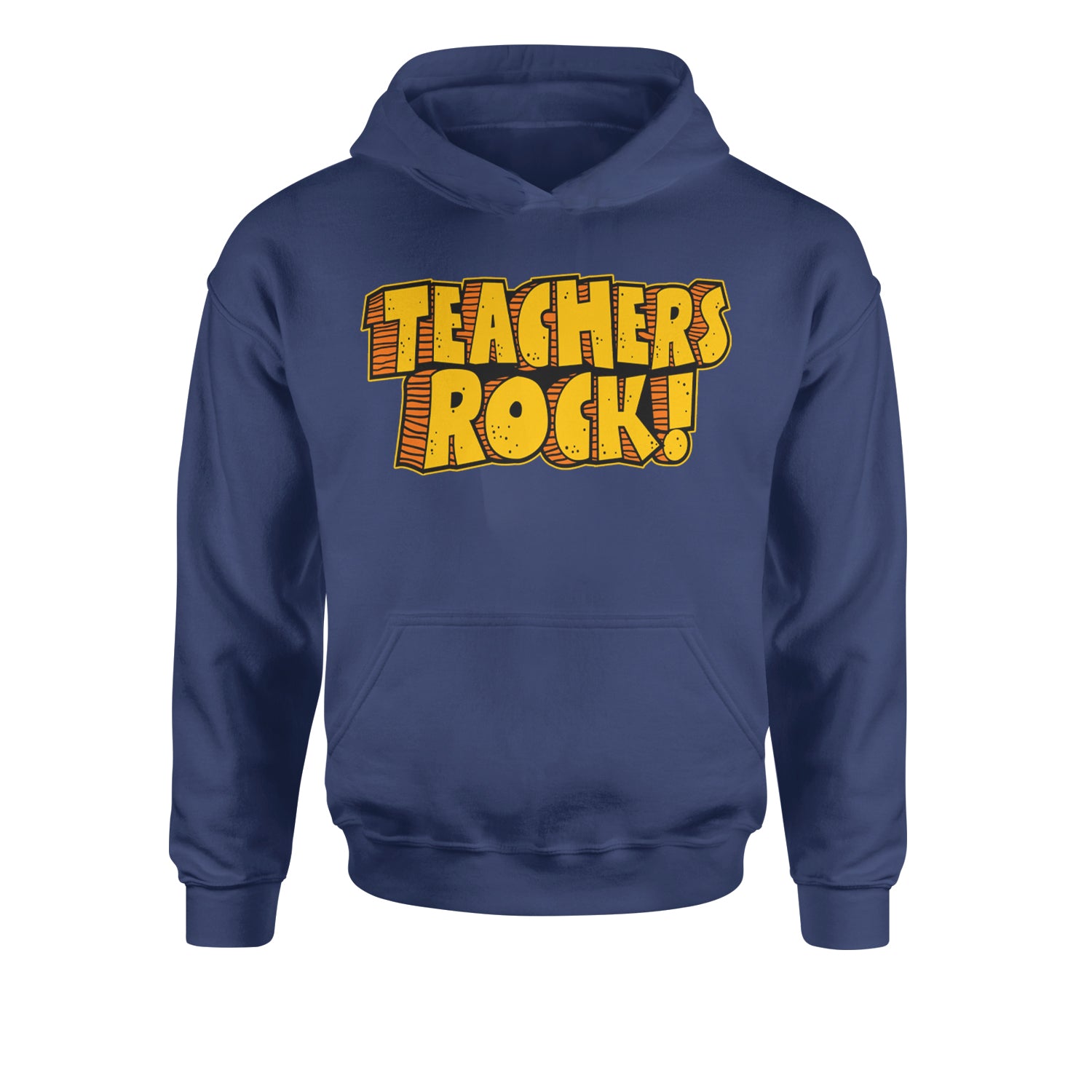 Teachers Rock RetroYouth-Sized Hoodie Navy Blue