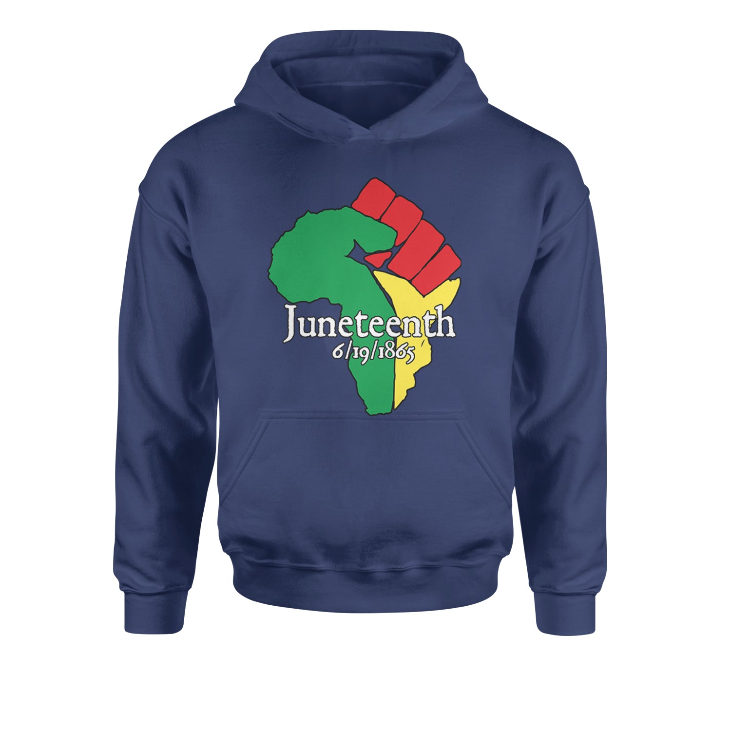 Juneteenth Raised Fist Africa Celebrate Emancipation DayYouth-Sized Hoodie Navy Blue