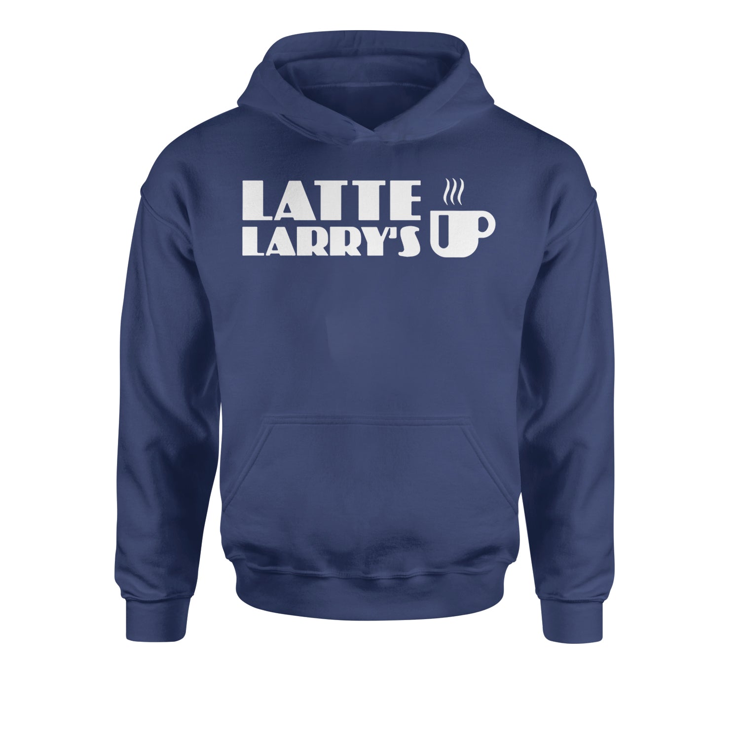 Latte Larry's Enthusiastic Coffee Youth-Sized Hoodie Navy Blue