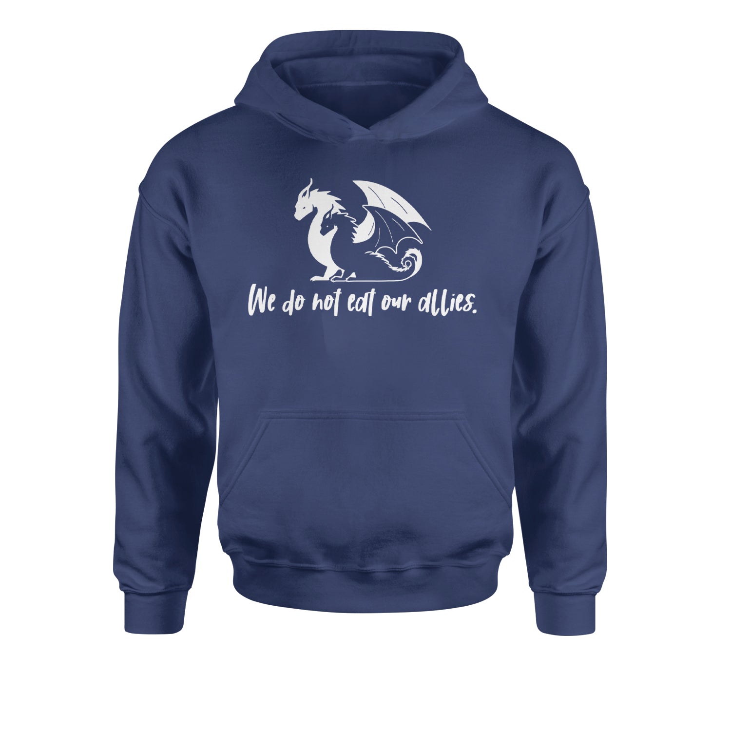 We Do Not Eat Our Allies Fourth Wing BasgiathYouth-Sized Hoodie Navy Blue