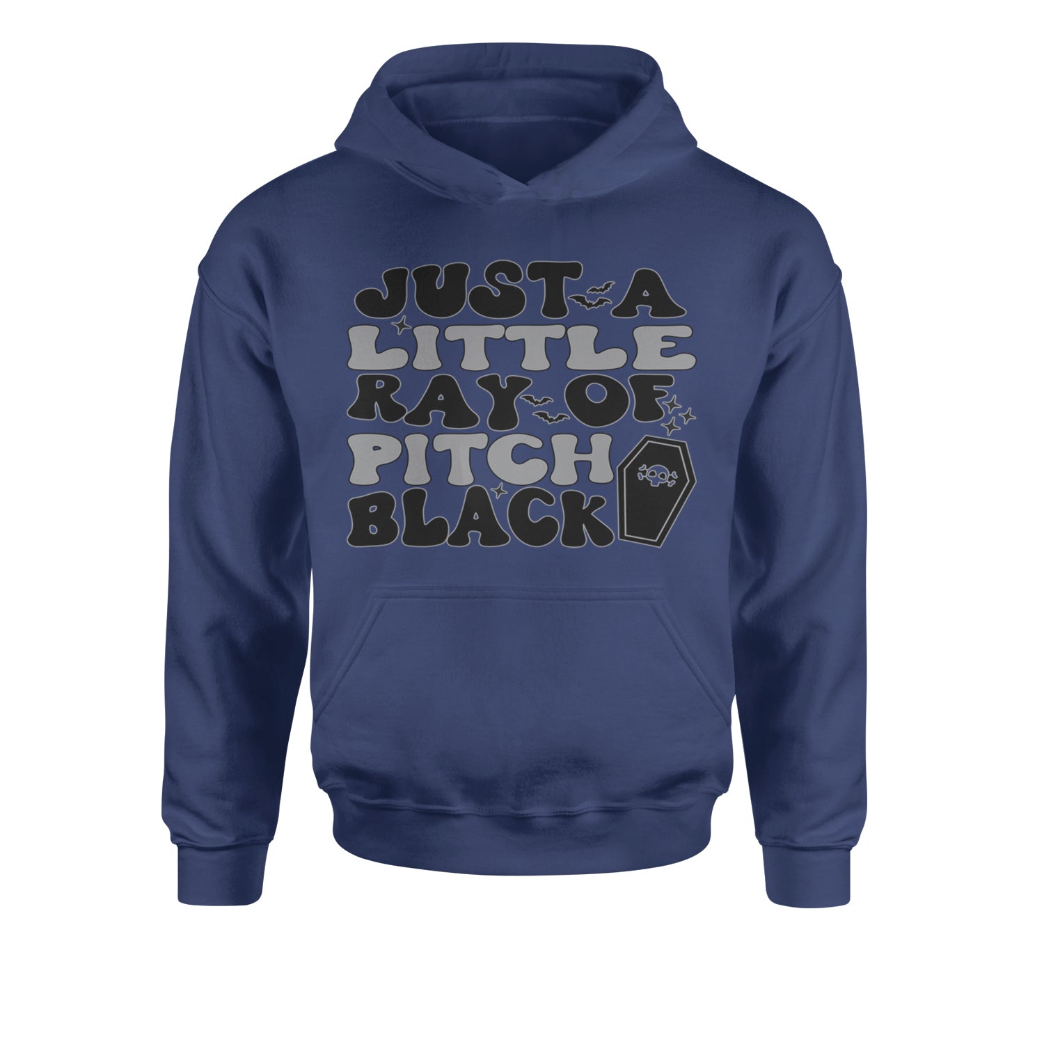 Just A Little Ray of Pitch Black Youth-Sized Hoodie Navy Blue