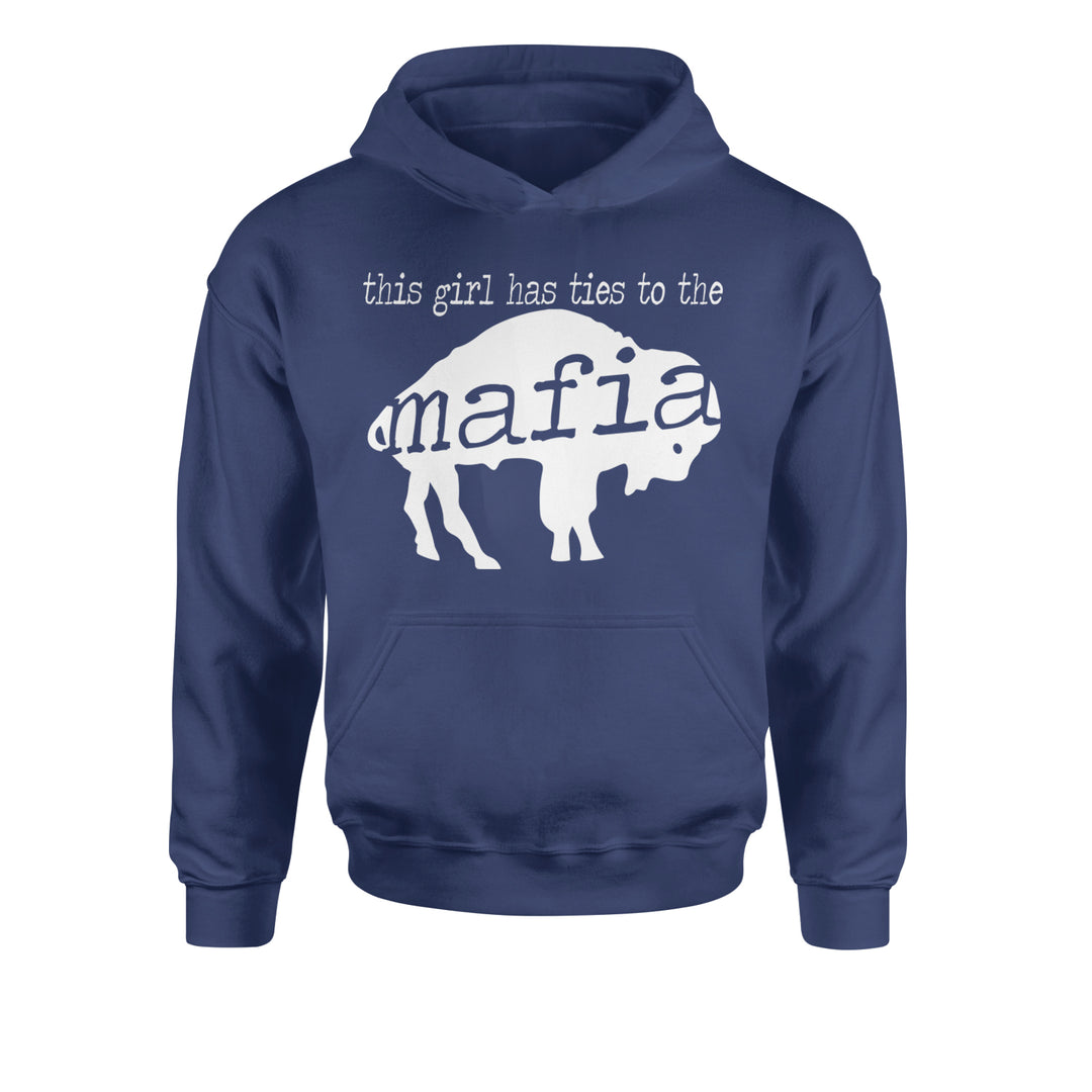 This Girl Has Ties To The Bills Mafia Youth-Sized Hoodie Navy Blue