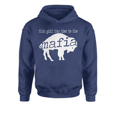 This Girl Has Ties To The Bills Mafia Youth-Sized Hoodie Navy Blue