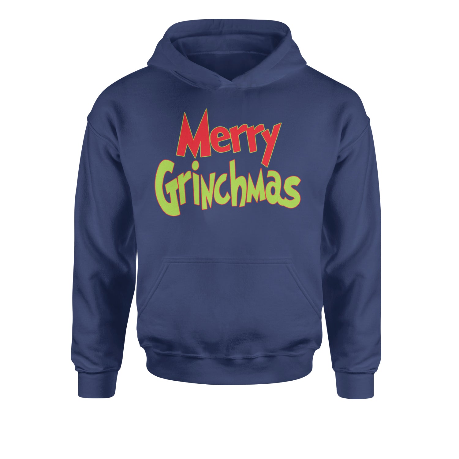 Merry Grinchmas Jolly Merry ChristmasYouth-Sized Hoodie Navy Blue