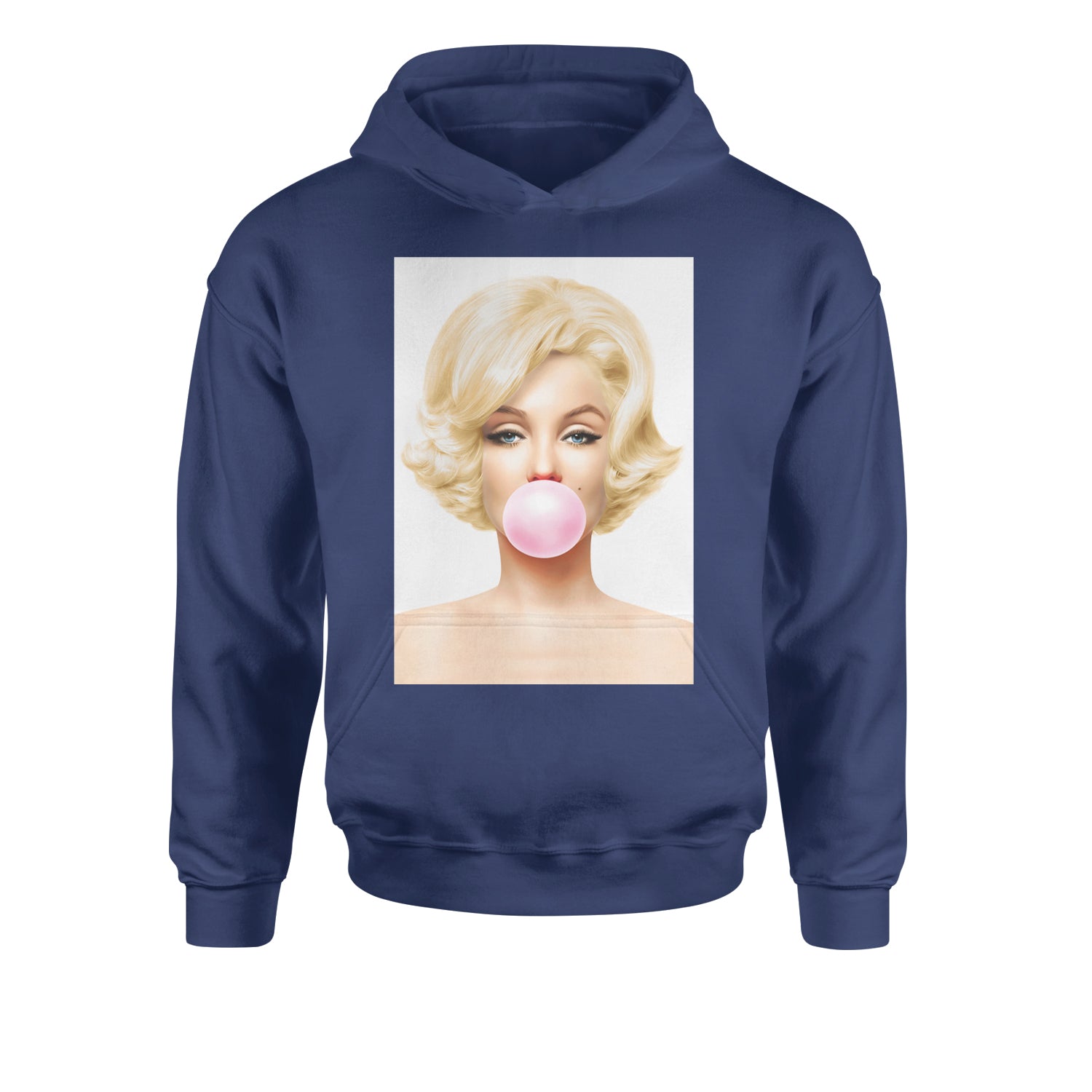 Ms. Monroe Pink Bubble Gum American Icon Youth-Sized Hoodie Navy Blue