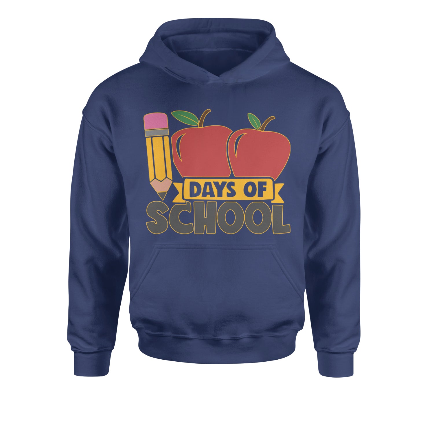 100 Days Of School Apple PencilYouth-Sized Hoodie Navy Blue