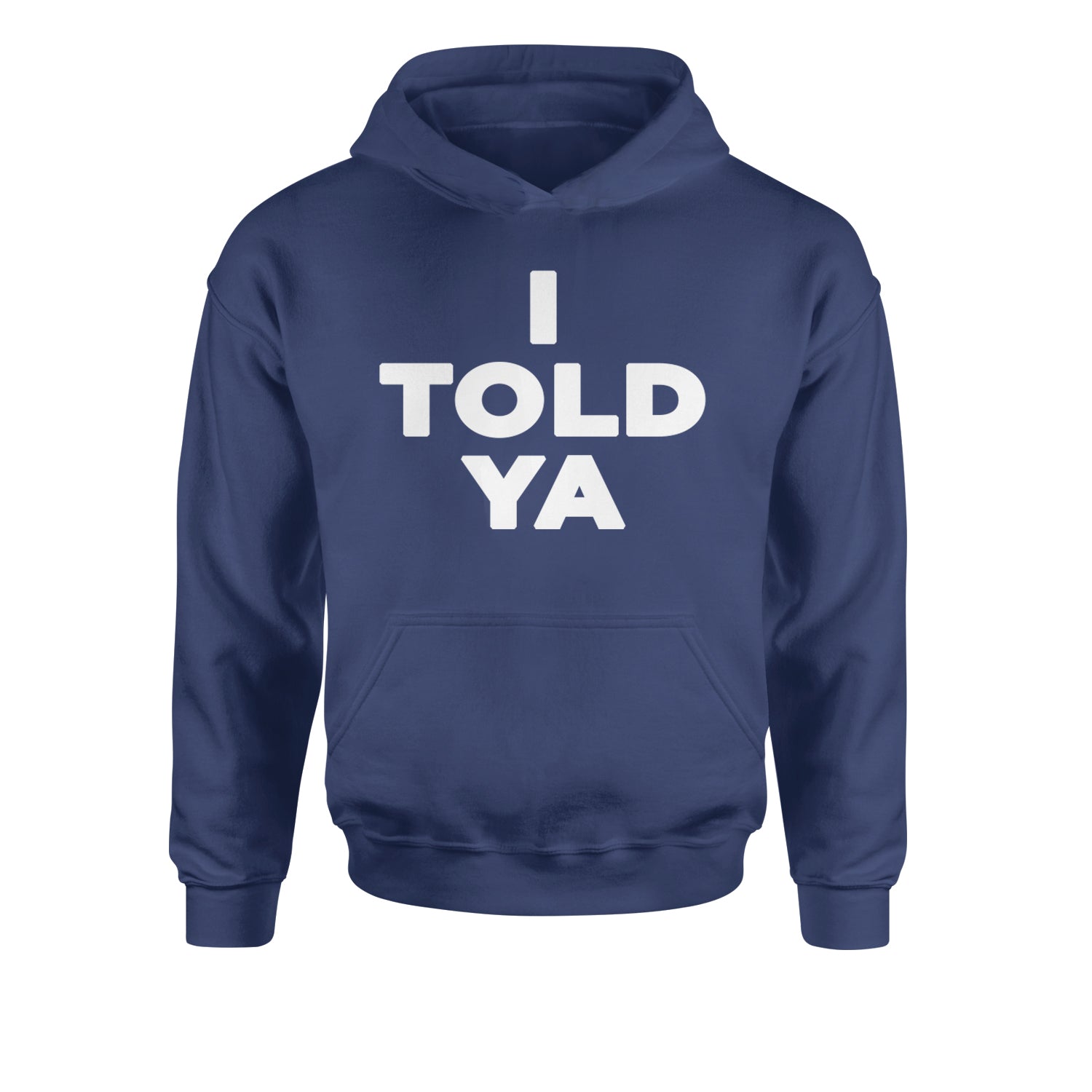 I Told Ya Challenger White Print Youth-Sized Hoodie Navy Blue