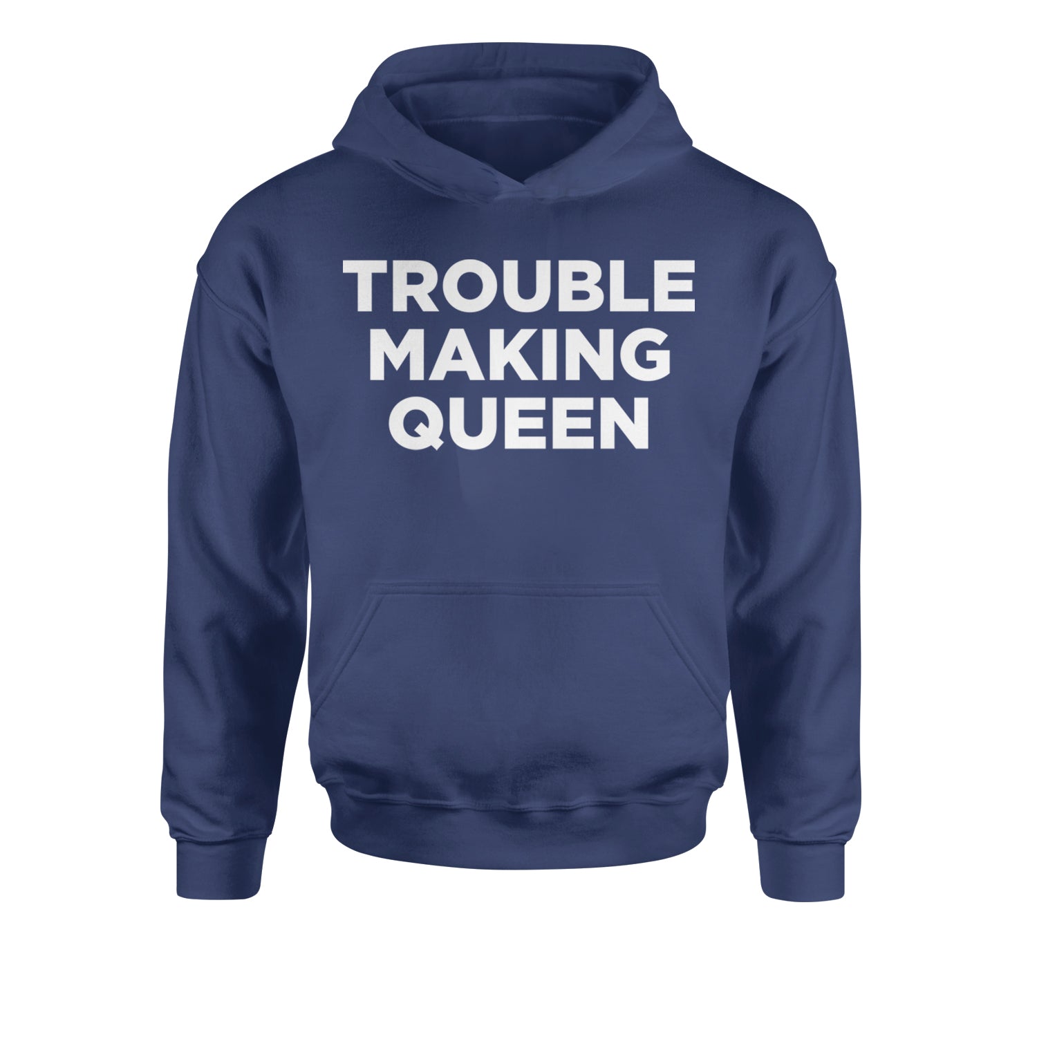 Trouble Making Queen Material Girl Celebration Youth-Sized Hoodie Navy Blue