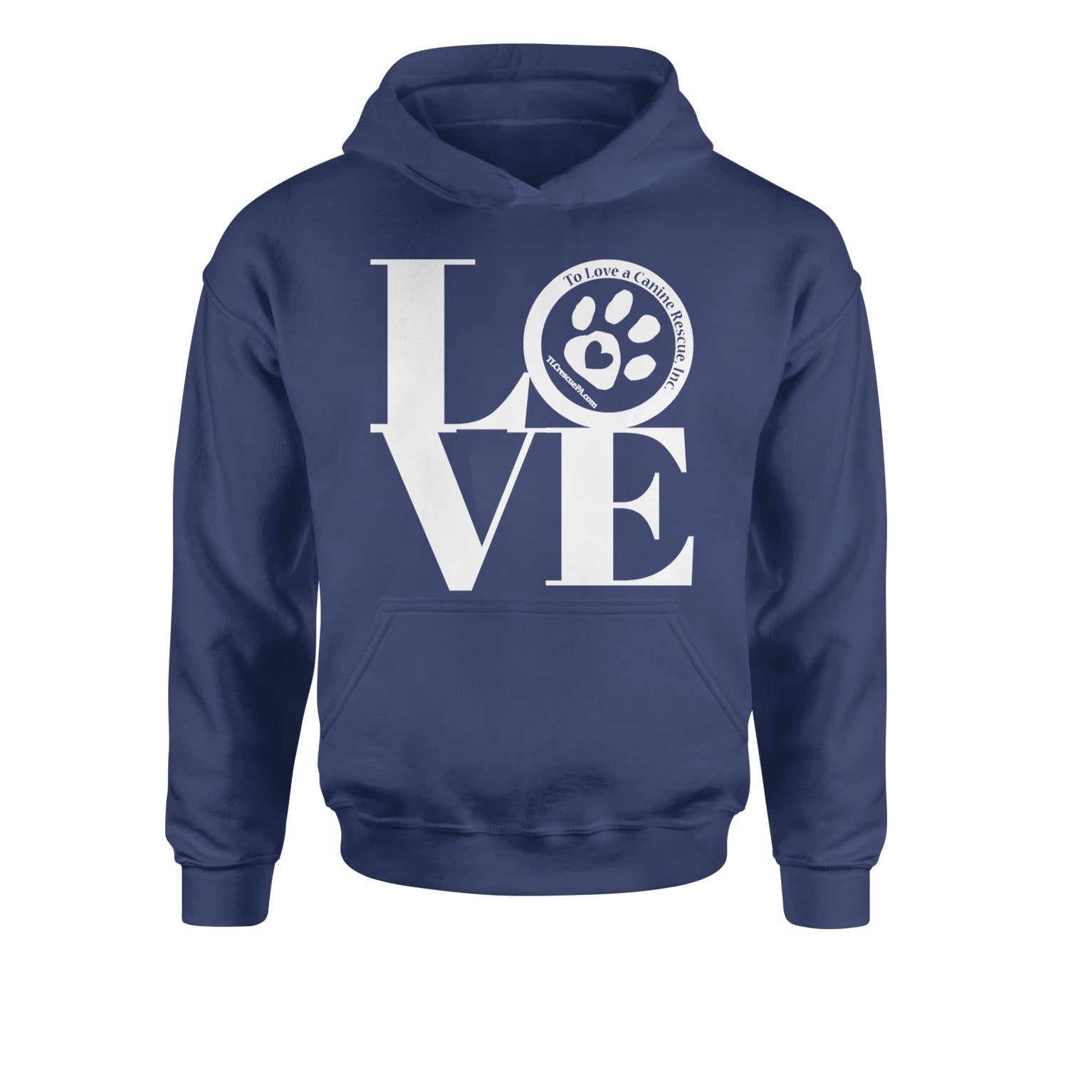 TLC LOVE Dog Rescue Youth-Sized Hoodie Navy Blue