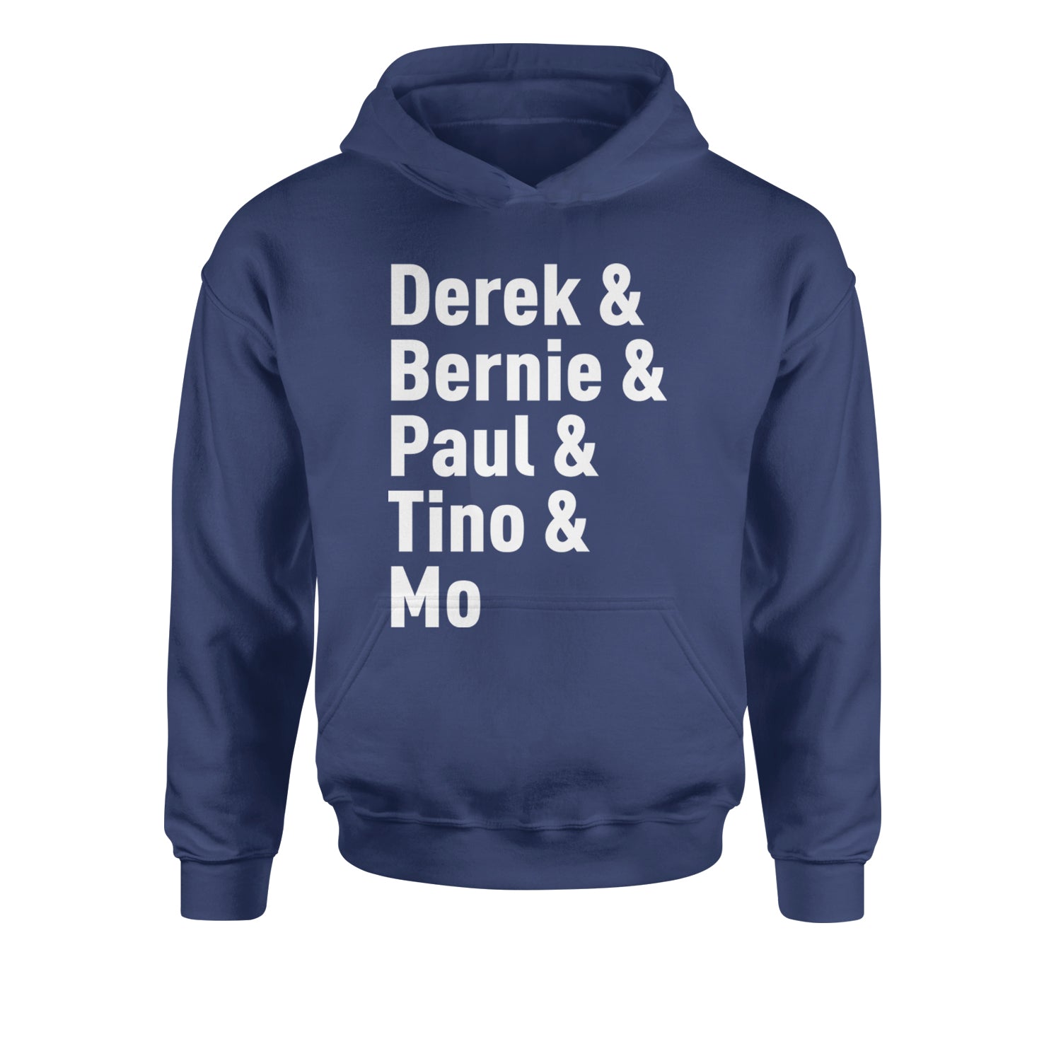 Derek & Bernie & Paul & Tino & Mo Youth-Sized Hoodie Navy Blue