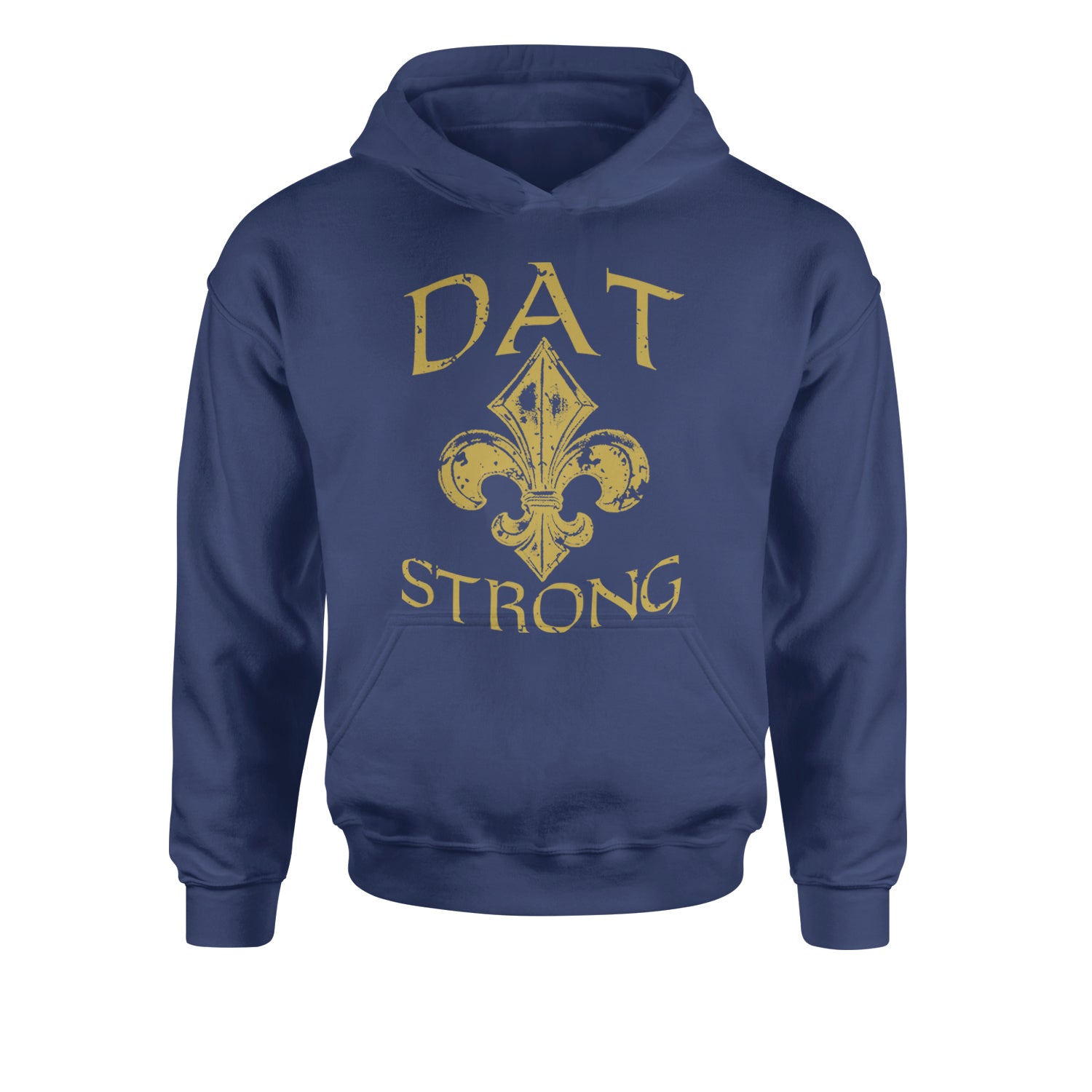 Dat Strong New Orleans   Youth-Sized Hoodie Navy Blue