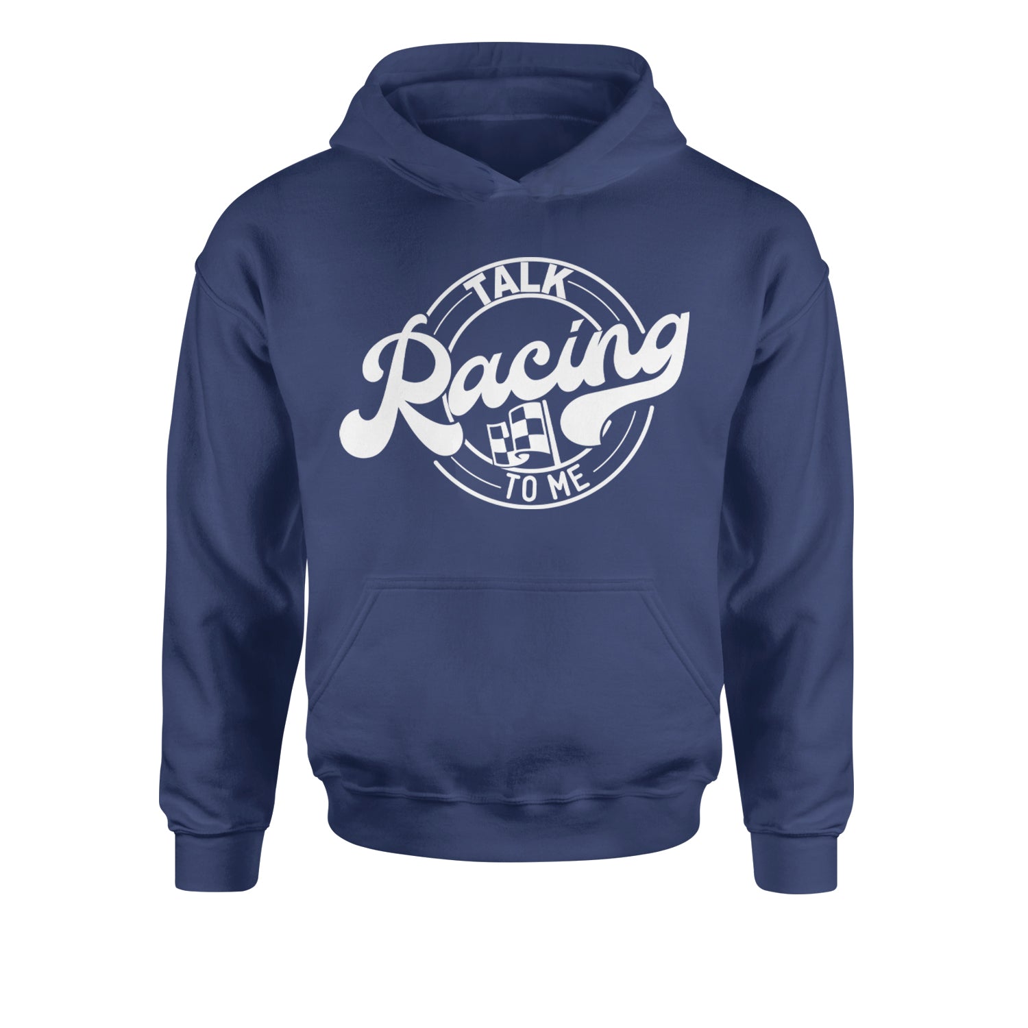 Talk Racing To Me Youth-Sized Hoodie Navy Blue