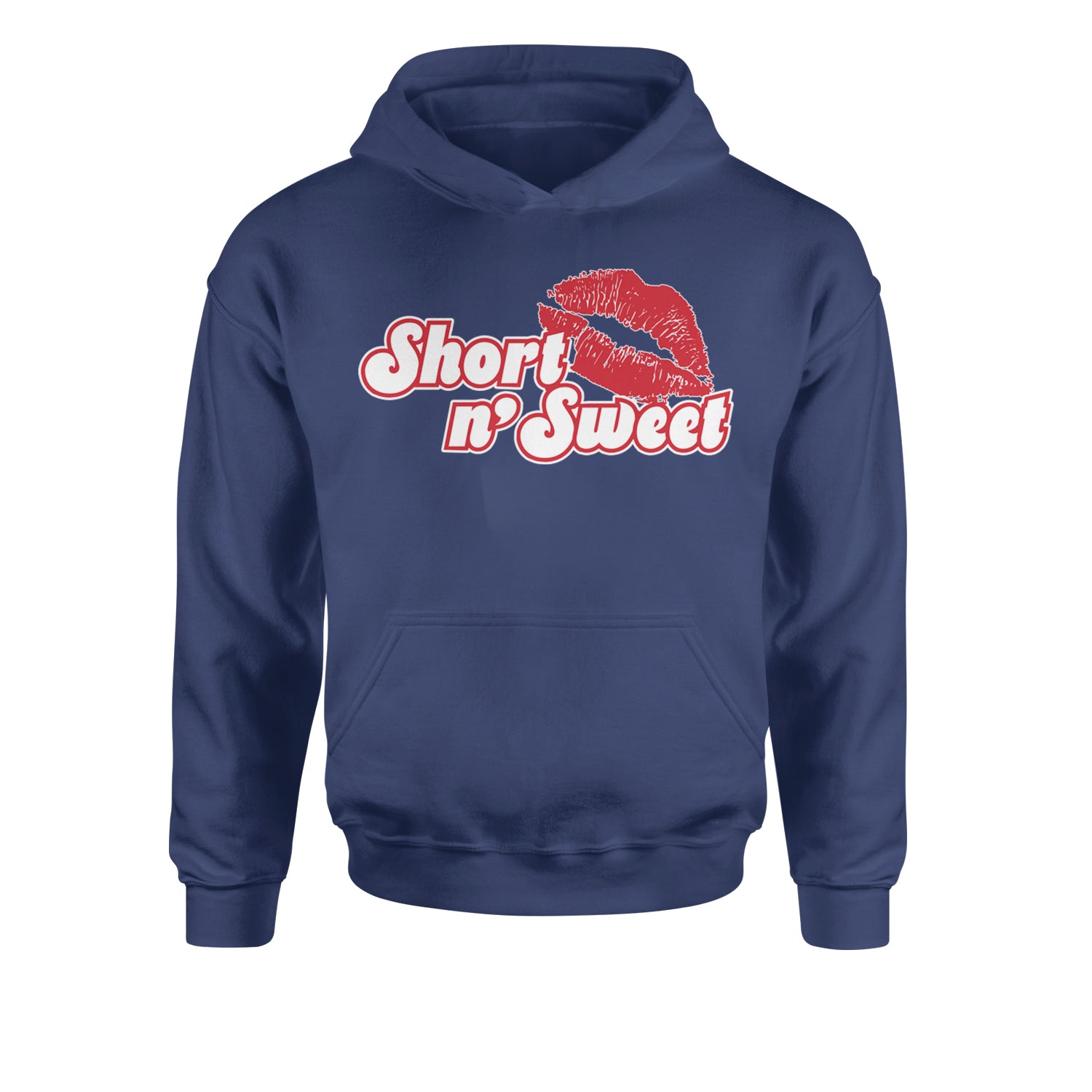 Short N' Sweet Red LipsYouth-Sized Hoodie Navy Blue