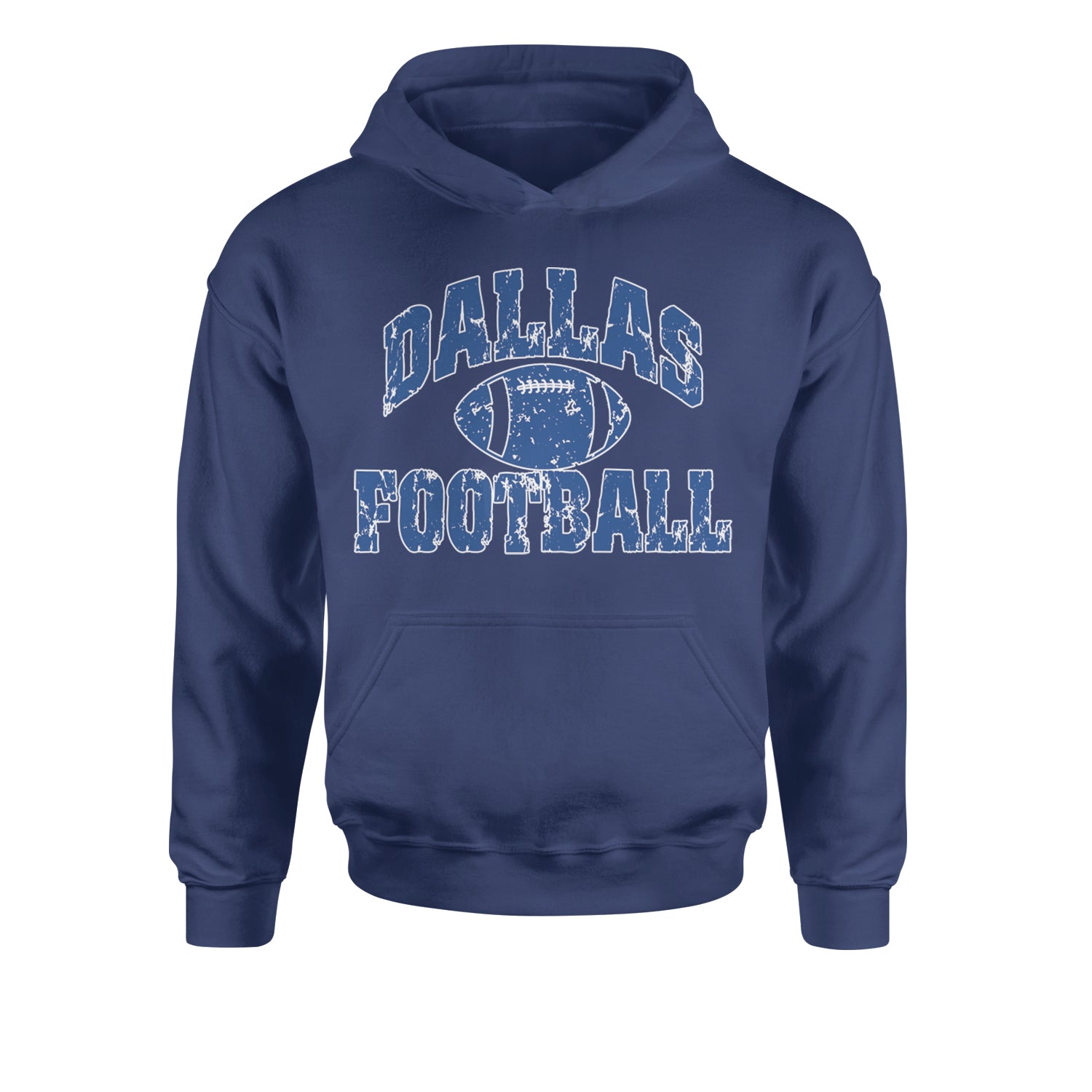 Dallas Distressed Football Youth-Sized Hoodie Navy Blue