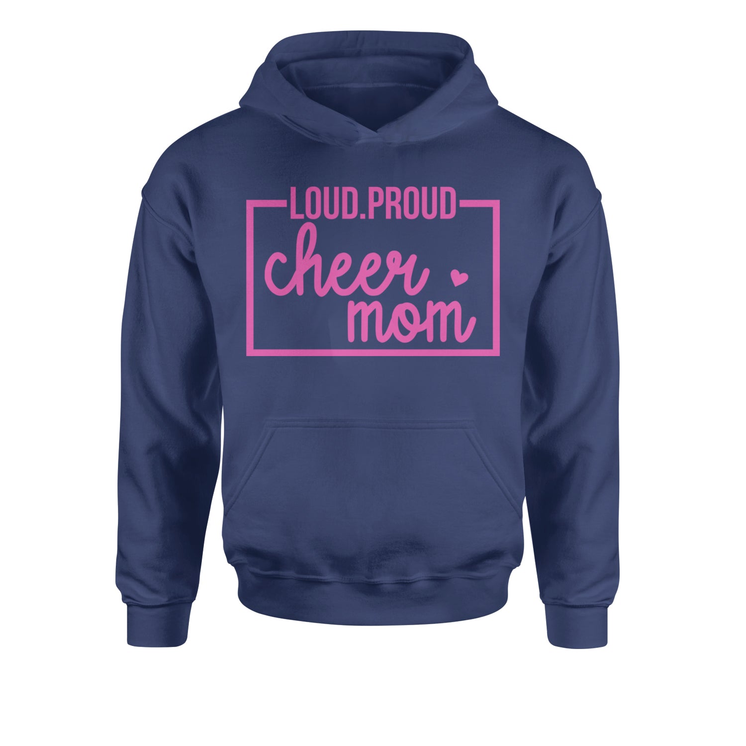 Loud Proud Cheerleader Mom Youth-Sized Hoodie Navy Blue