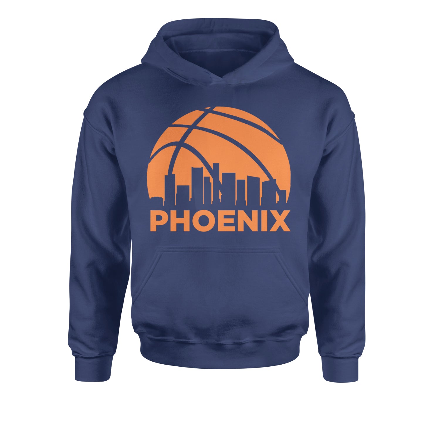 Phoenix Basketball Sunset City Skyline Youth-Sized Hoodie Navy Blue