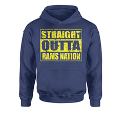 Straight Outta Rams Nation   Youth-Sized Hoodie Navy Blue