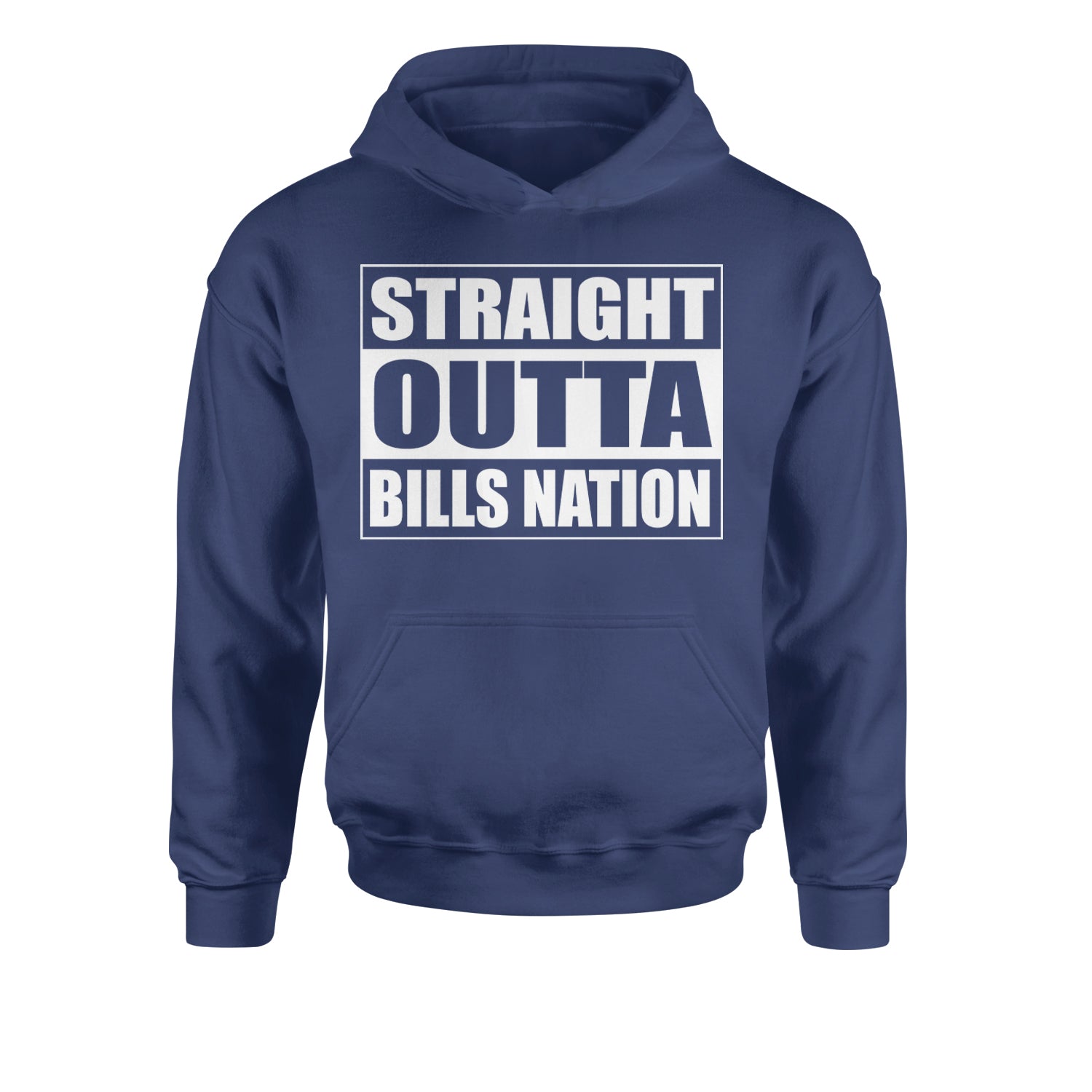 Straight Outta Bills Nation  Youth-Sized Hoodie Navy Blue