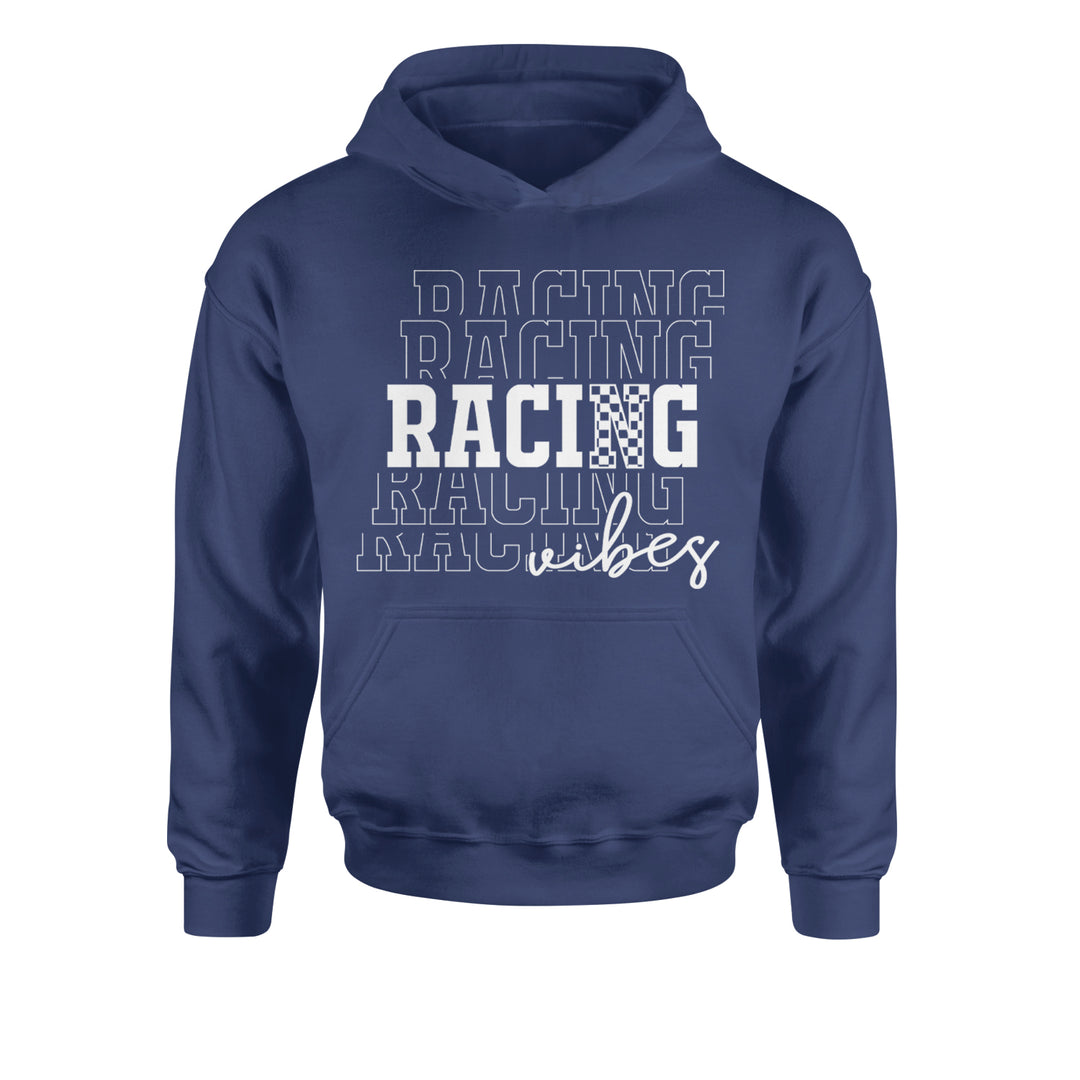 Racing Vibes Youth-Sized Hoodie Navy Blue