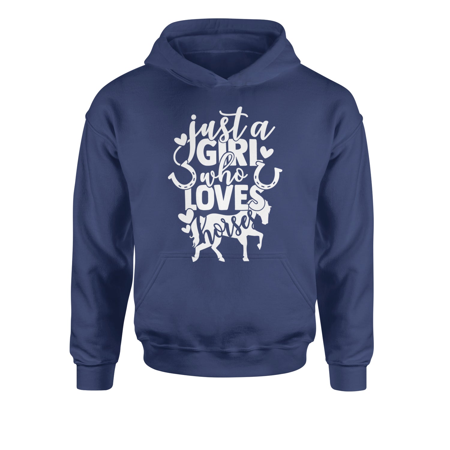 Just A Girl Who Loves Horses Youth-Sized Hoodie Navy Blue