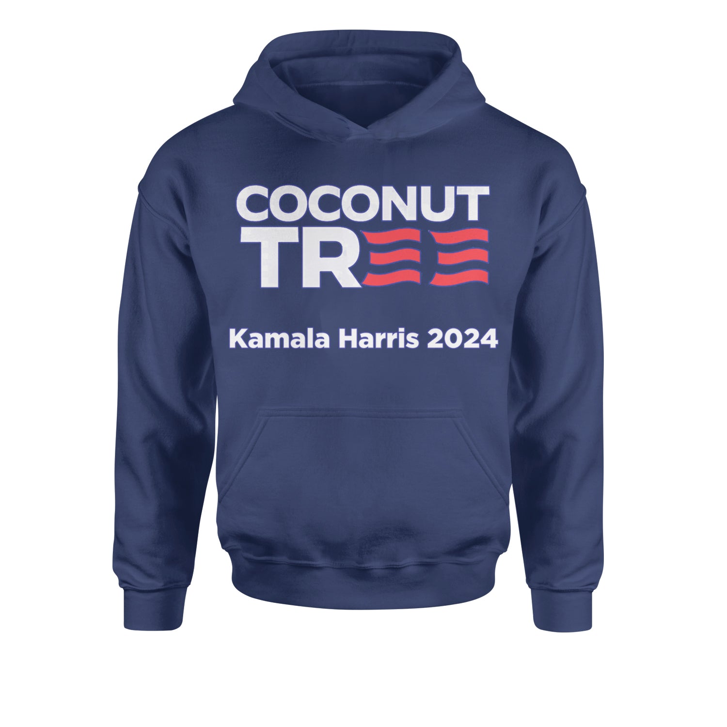 Coconut Tree - Support Kamala Harris For President 2024 Youth-Sized Hoodie Navy Blue