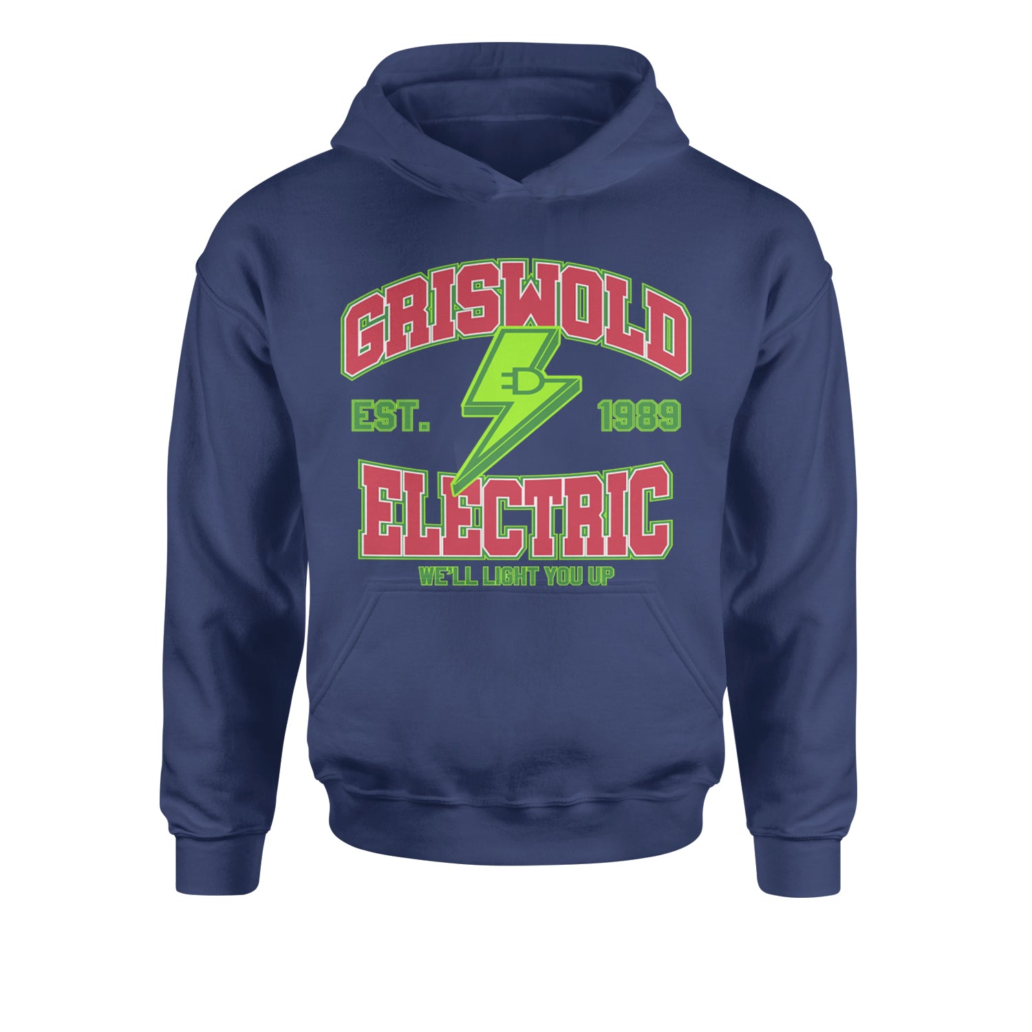 Griswold Electric We'll Light You UpYouth-Sized Hoodie Navy Blue