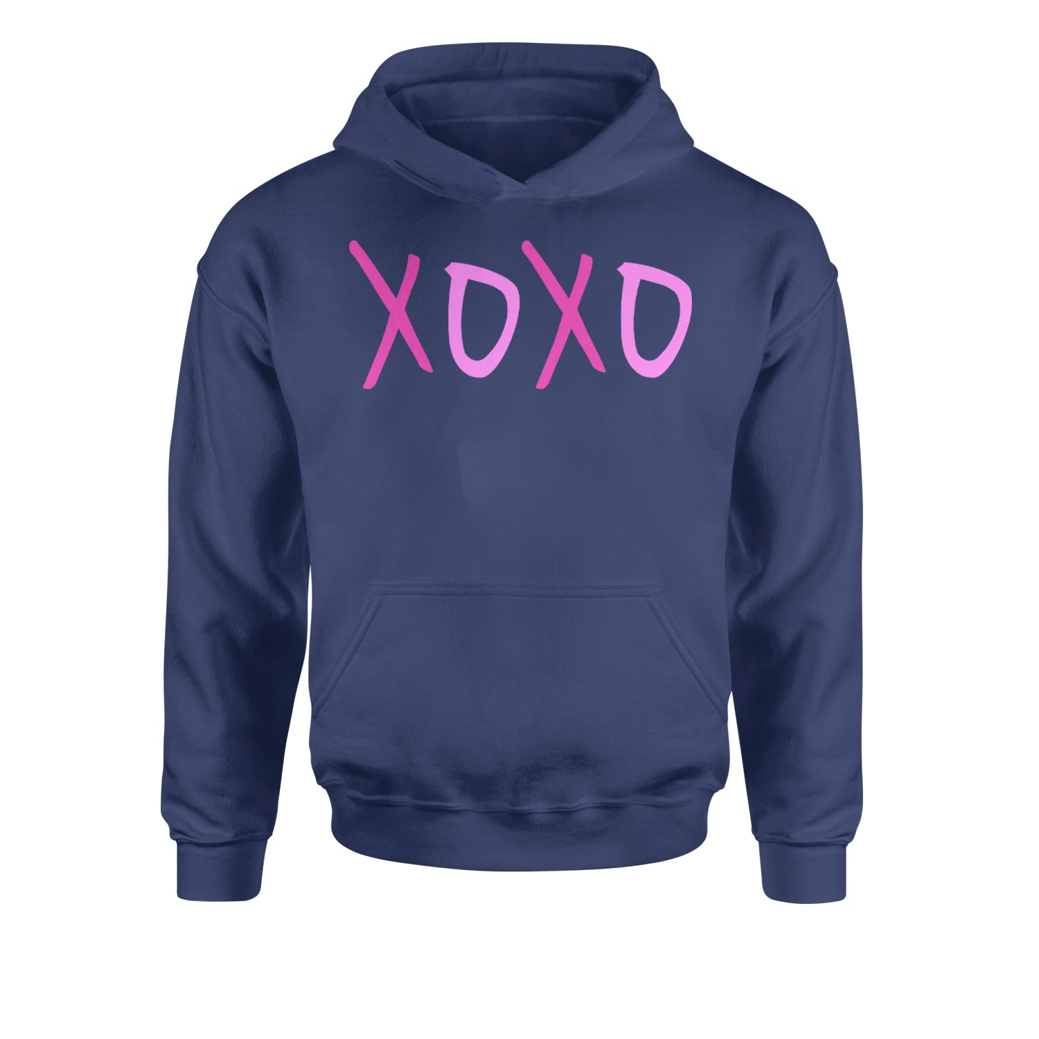 XOXO Pink PrintYouth-Sized Hoodie Navy Blue