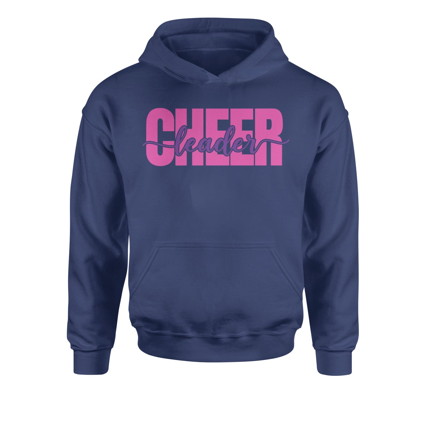 Cheerleader with Scripted Flair Youth-Sized Hoodie Navy Blue