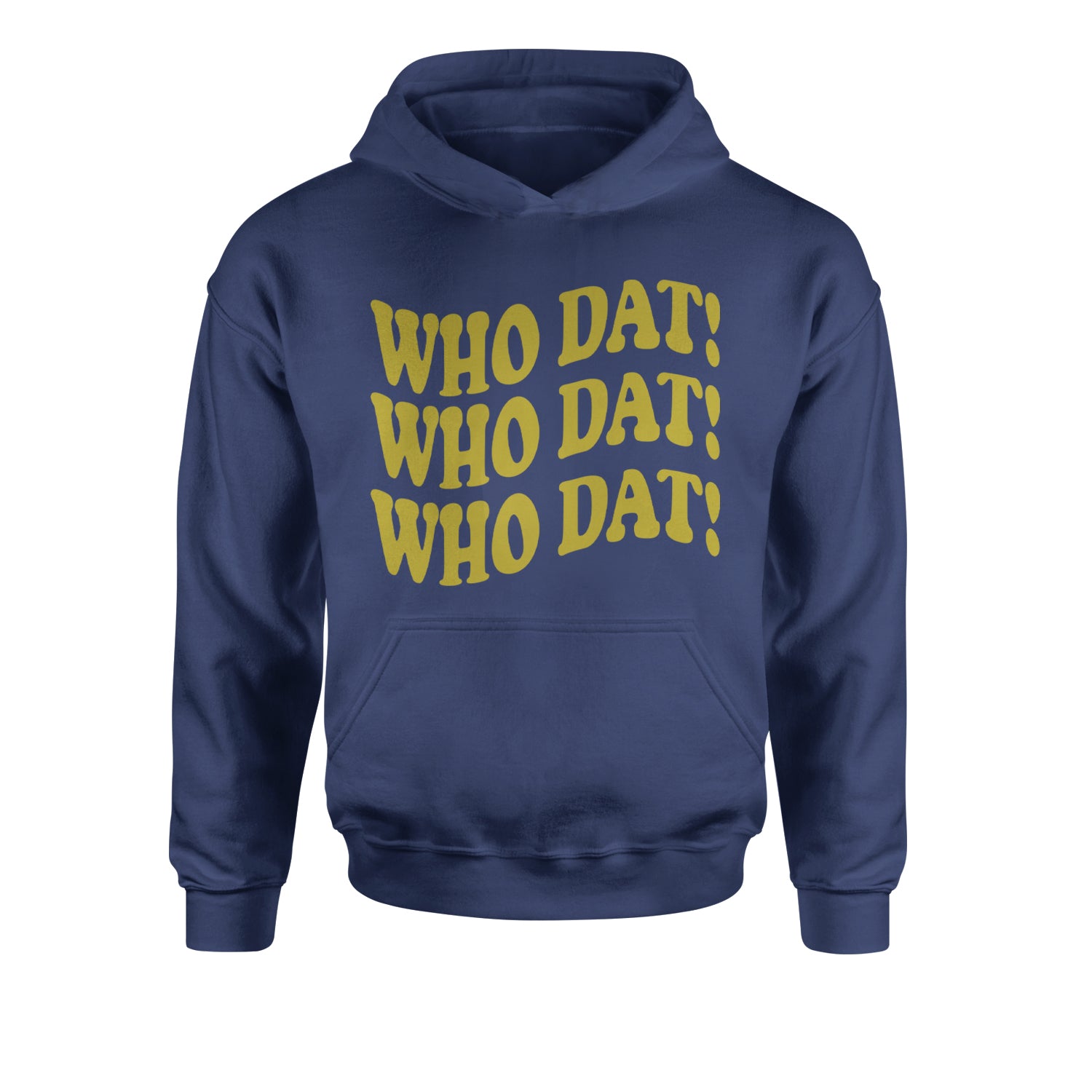 Who Dat Wavy Design Who Dat Nation Youth-Sized Hoodie Navy Blue