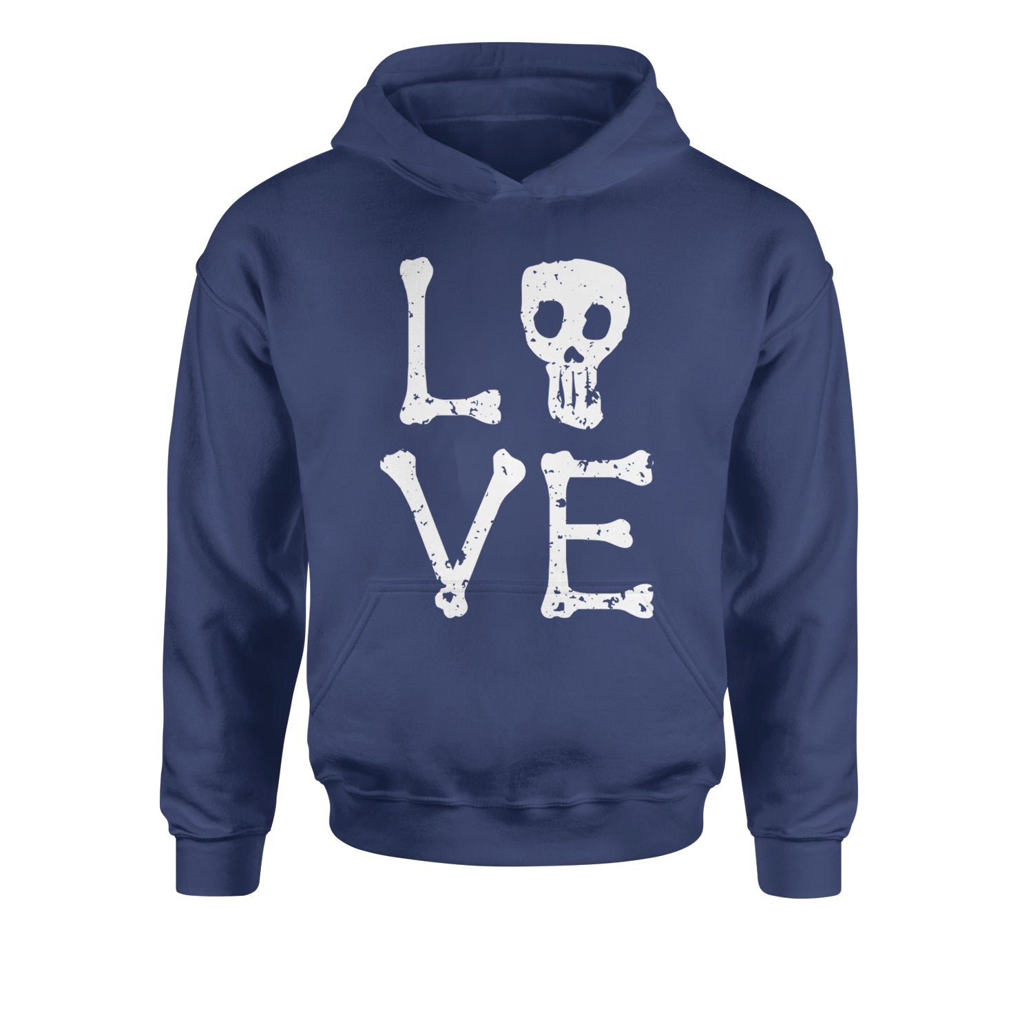 Love Skeleton Bones Youth-Sized Hoodie Navy Blue