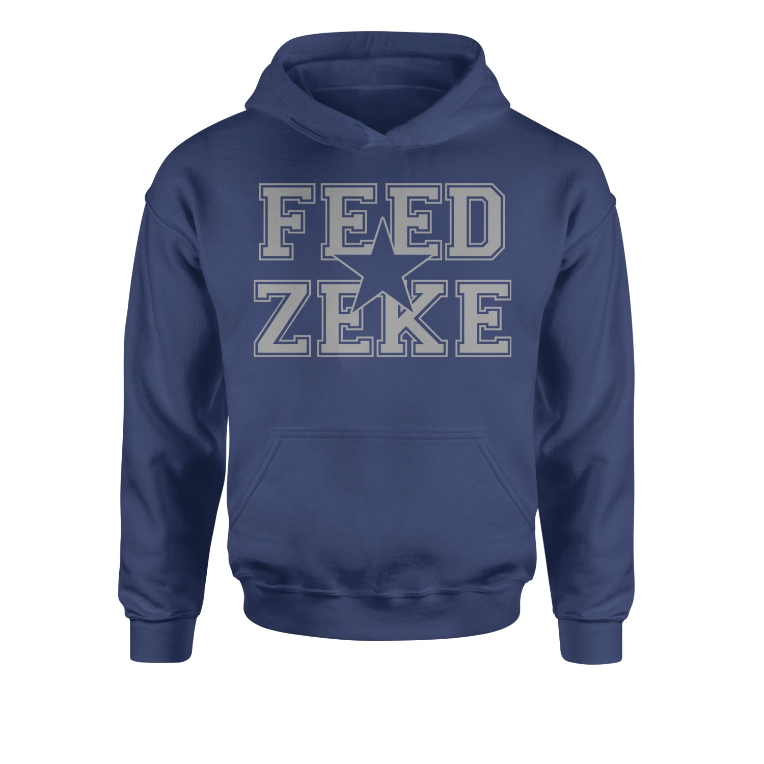 Feed Zeke FootballYouth-Sized Hoodie Navy Blue