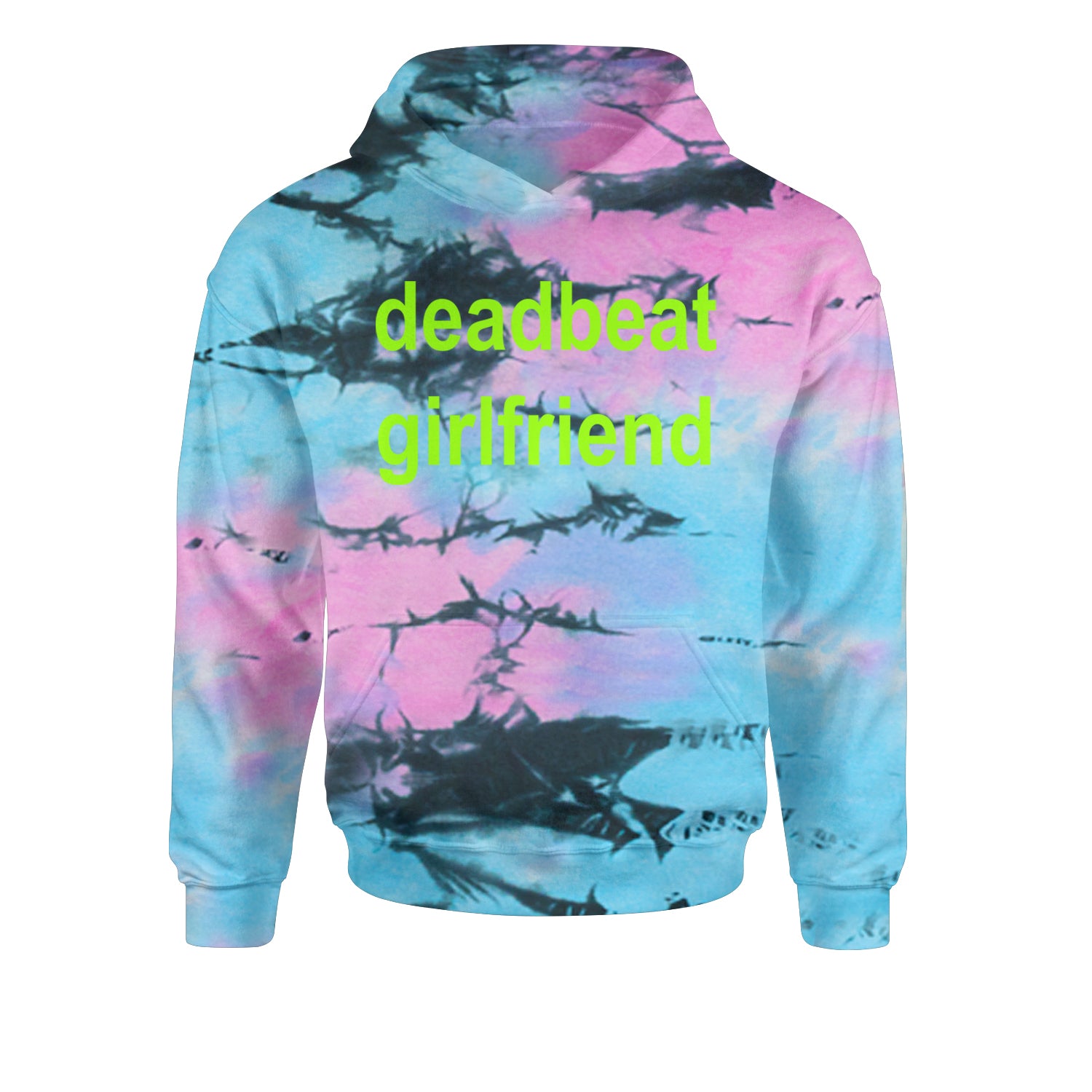 Deadbeat Girlfriend Y2K Slogan Youth-Sized Hoodie Tie-Dye Pacific