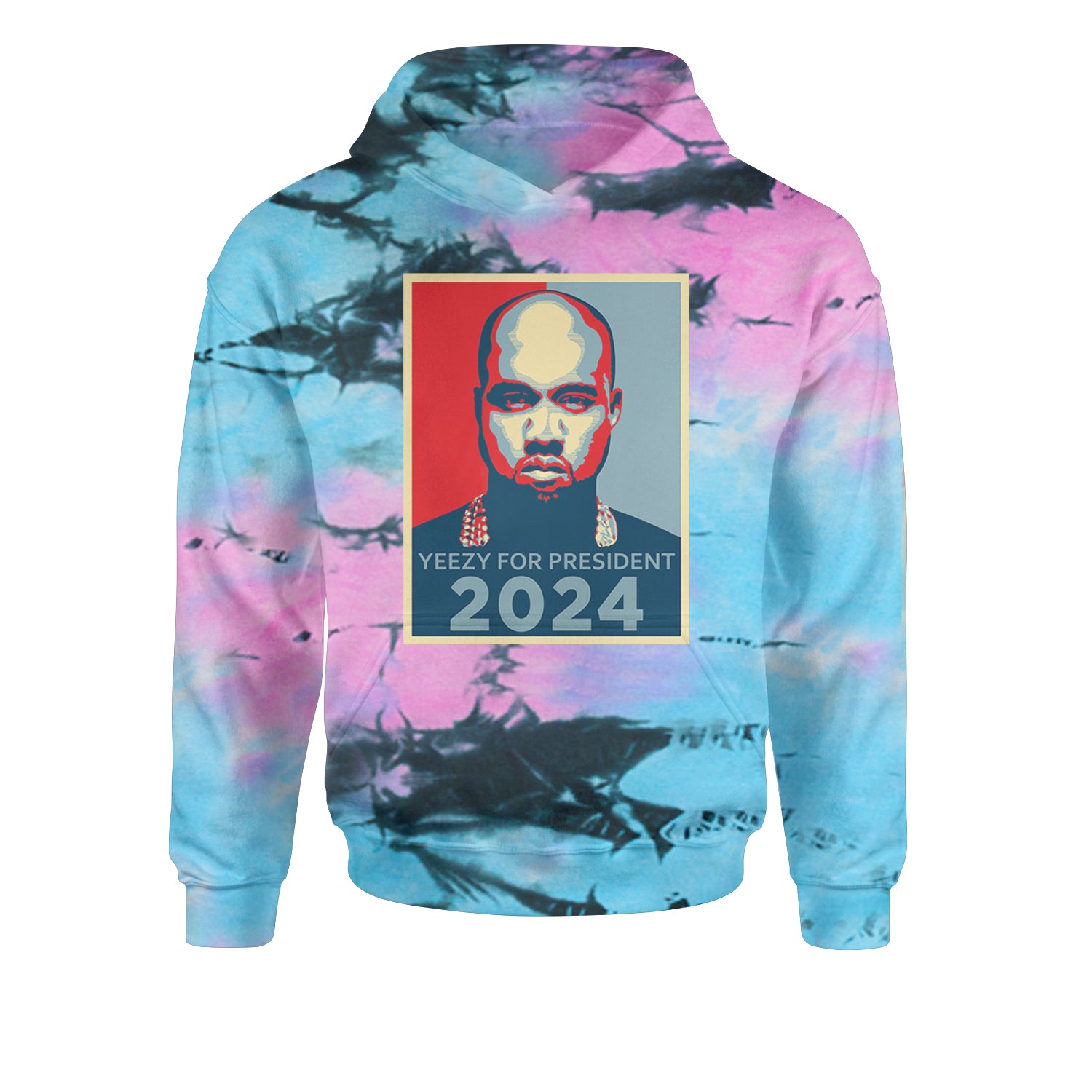 Yeezus For President Vote for Ye Youth-Sized Hoodie Tie-Dye Pacific